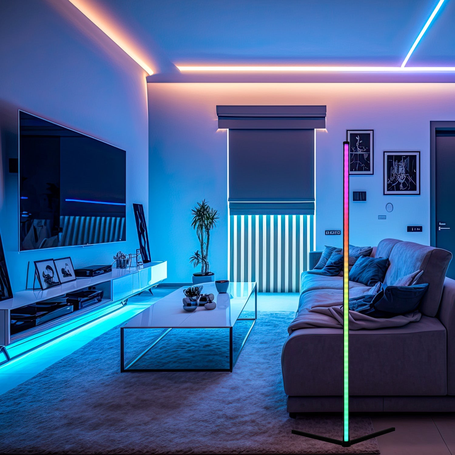 Lampa Podłogowa Rozrywkowa WIELOKOLOROWA Aplikacja USB Tryb Muzyczny 120cm - LAITICA
