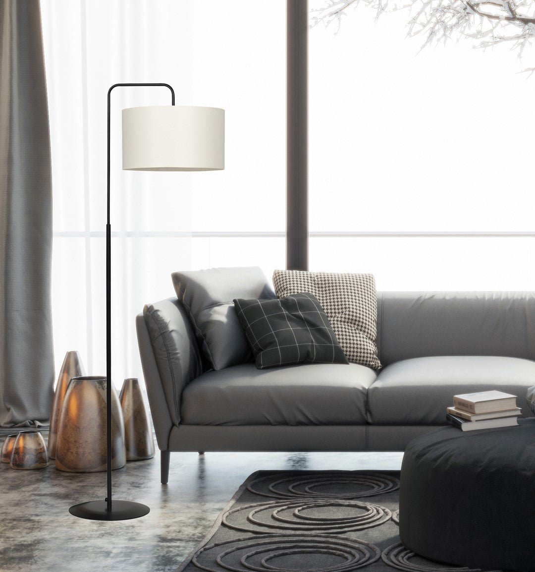 Lampa podłogowa TRAPO LP1 BL ECRU czarna, abażur ecru - LAITICA