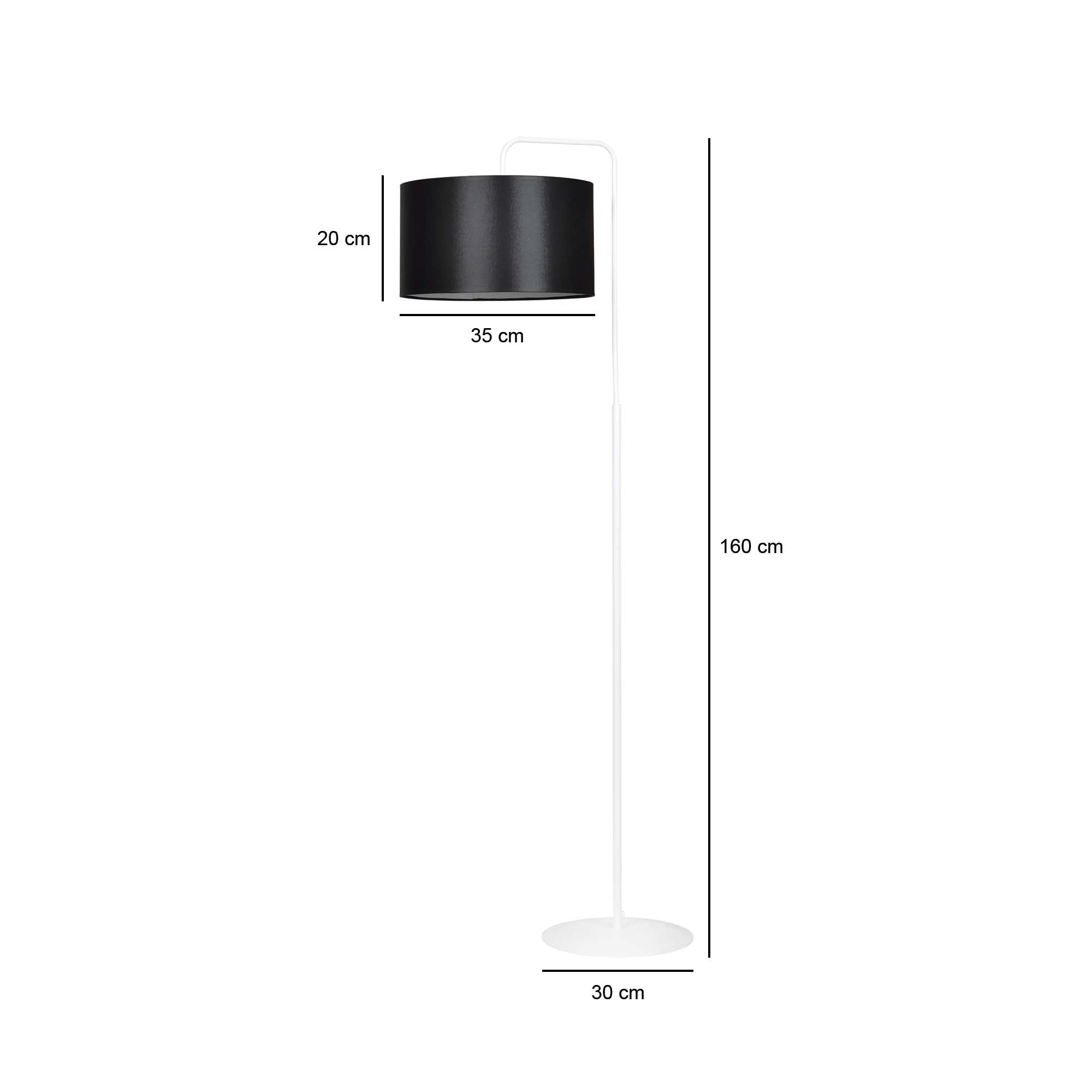Lampa podłogowa TRAPO LP1 WH BLACK biała czarny abażur - LAITICA