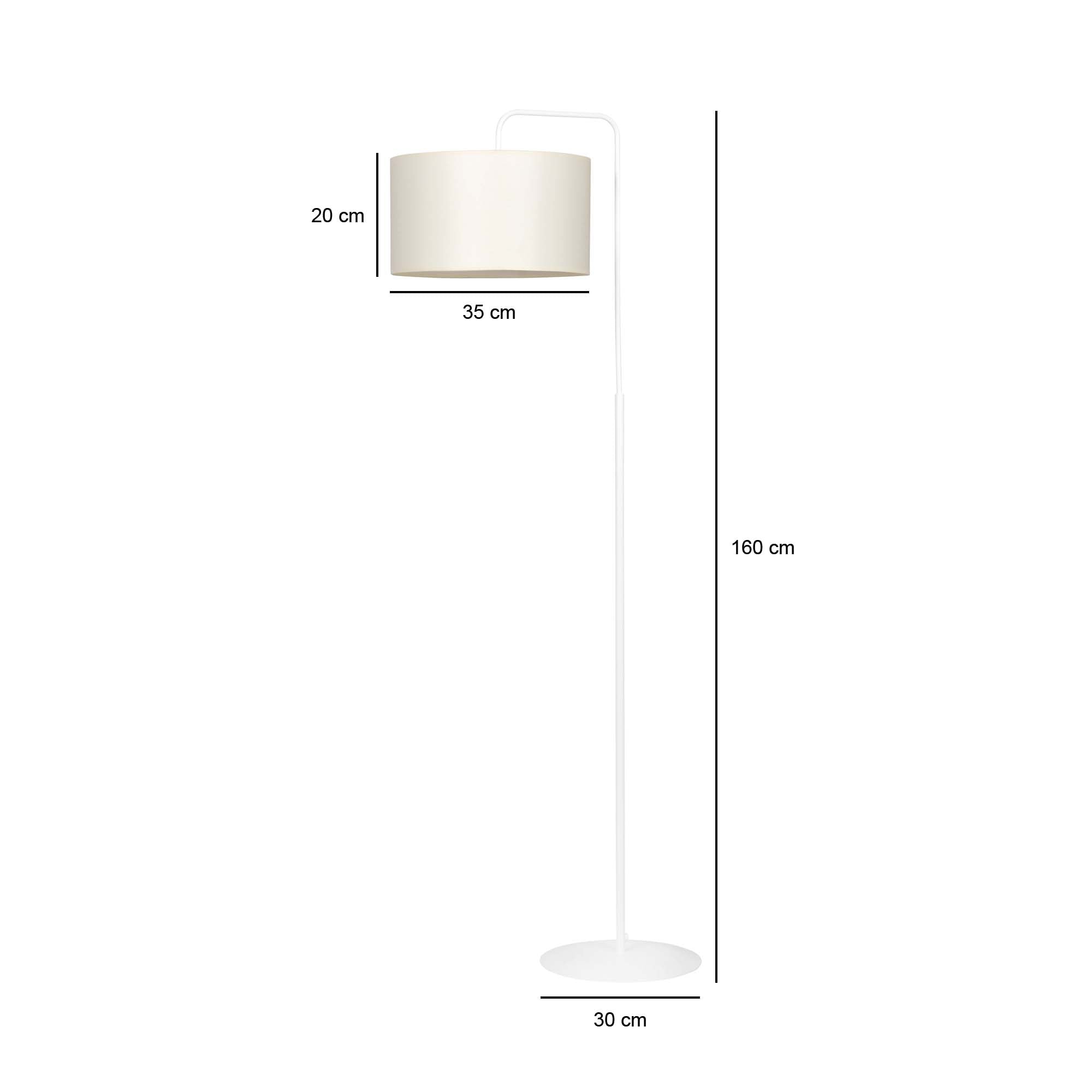 Lampa podłogowa TRAPO LP1 WH ECRU biała, ecru, abażur - LAITICA