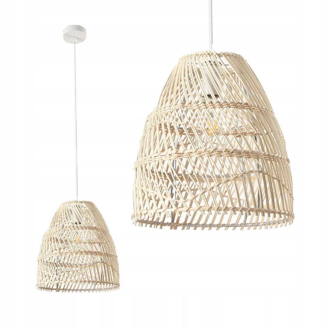 Lampa Rattanowa BOHO Wisząca Sufitowa na E27 do Salonu Odcienie beżu - LAITICA
