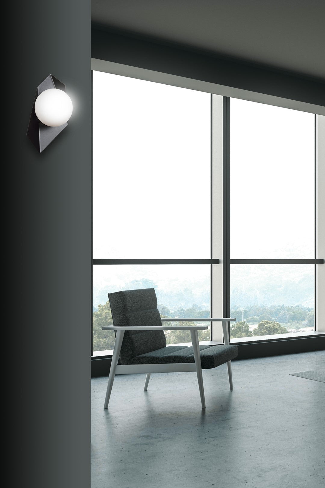 Lampa ścienna kinkiet SYDNEY czarny 1 punkt światła E14 klosz okrągły biały - LAITICA