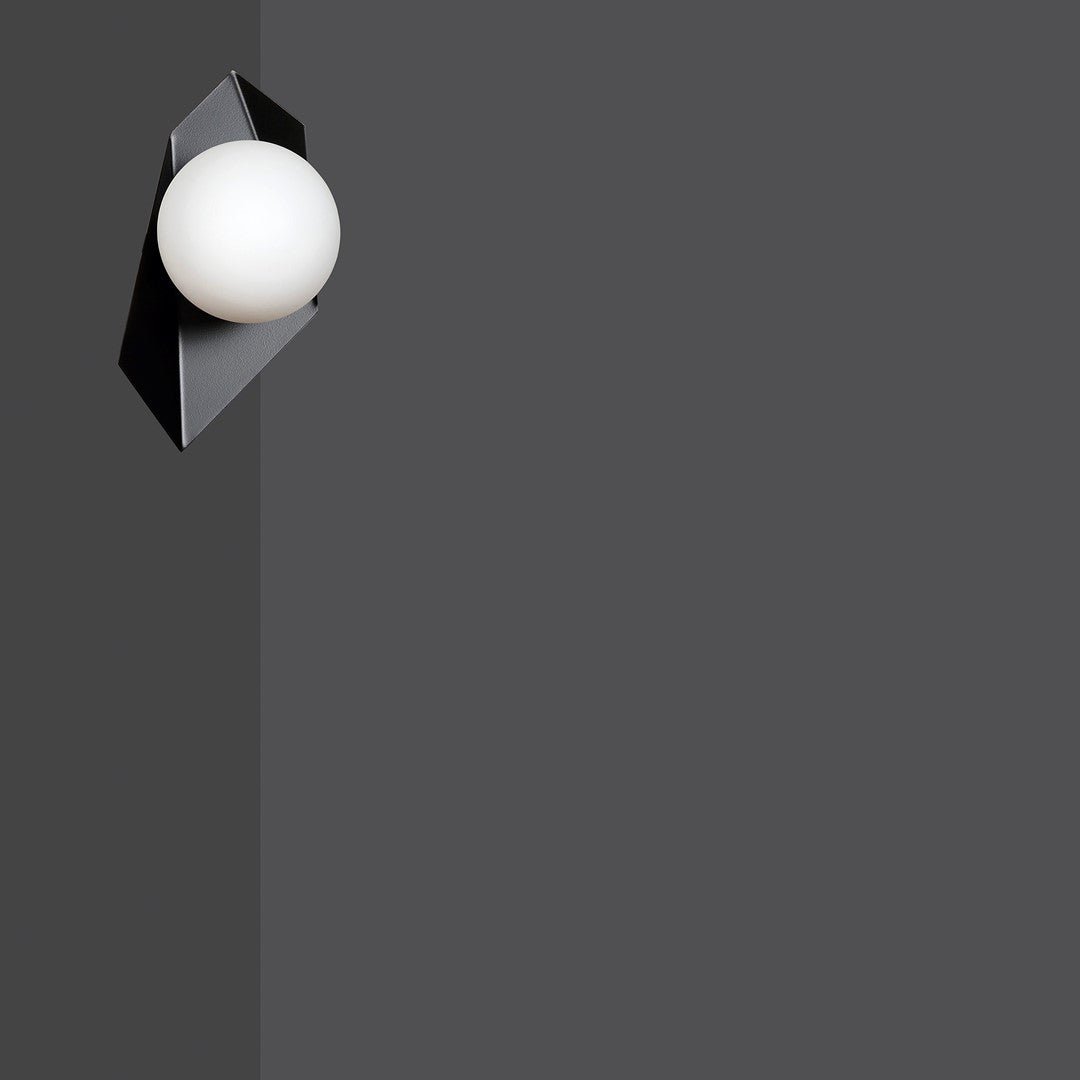 Lampa ścienna kinkiet SYDNEY czarny 1 punkt światła E14 klosz okrągły biały - LAITICA
