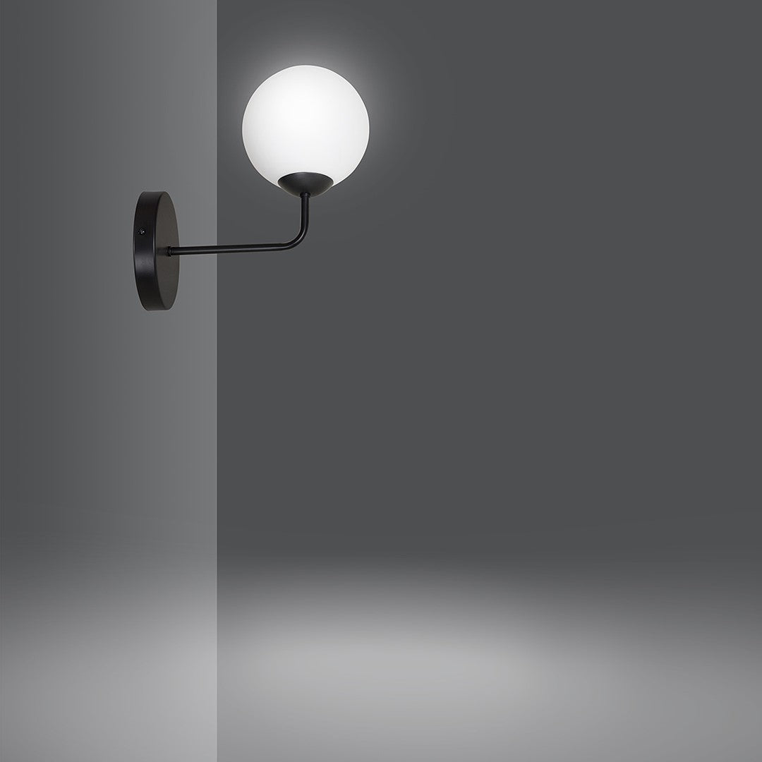 Lampa ścienna SELBI K1 BLACK czarny stal lakierowana/szkło Kinkiet - LAITICA