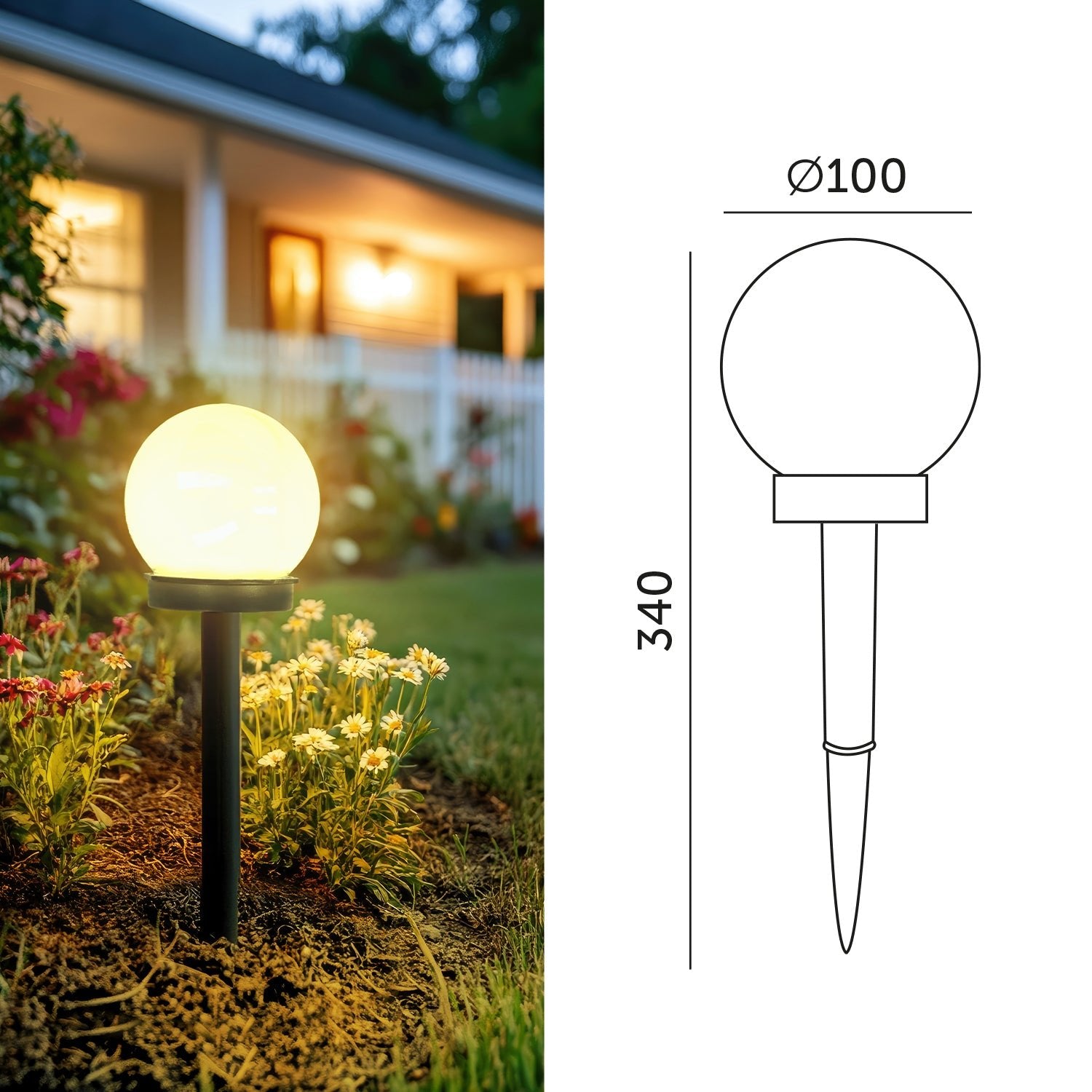 Lampa Solarna Kula LED 0,12W Wbijana RGB Kolorowa Do Ogrodu Zestaw 6 SZTUK - LAITICA