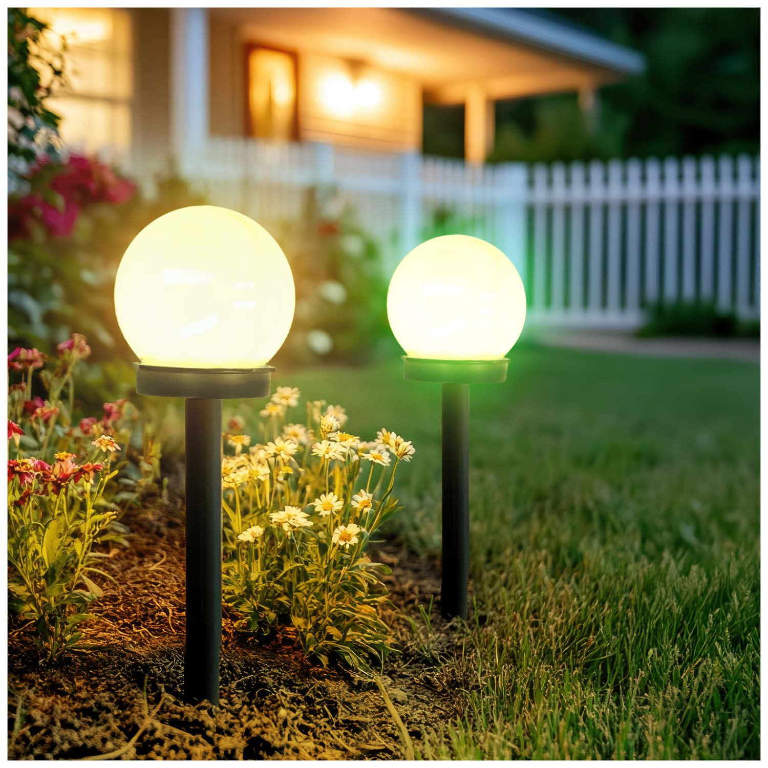 Lampa Solarna Ogrodowa LED Kula 10 cm RGB Wbijana IP44 - LAITICA