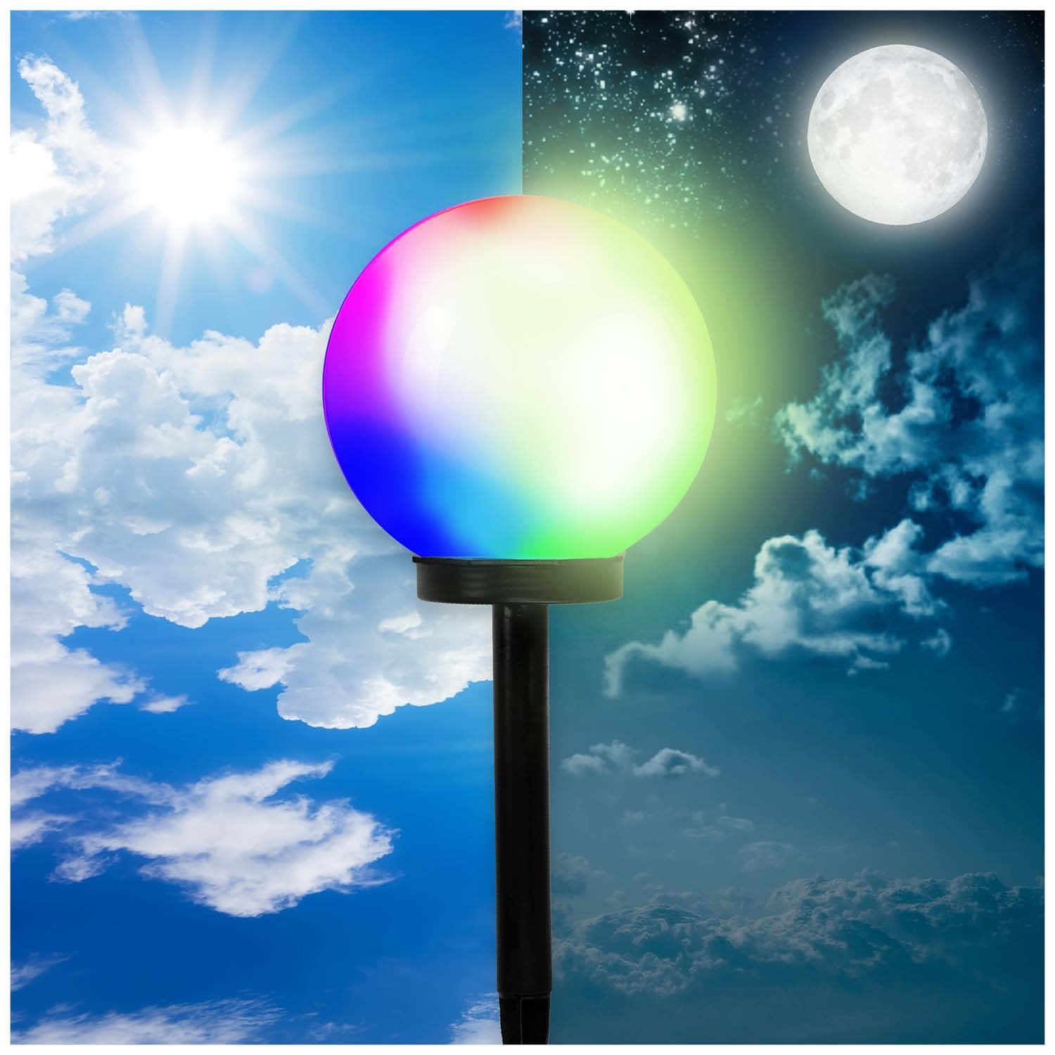 Lampa Solarna Ogrodowa LED RGB Kula 20 cm Wbijana Naziemna Biała IP44 - 3szt - LAITICA