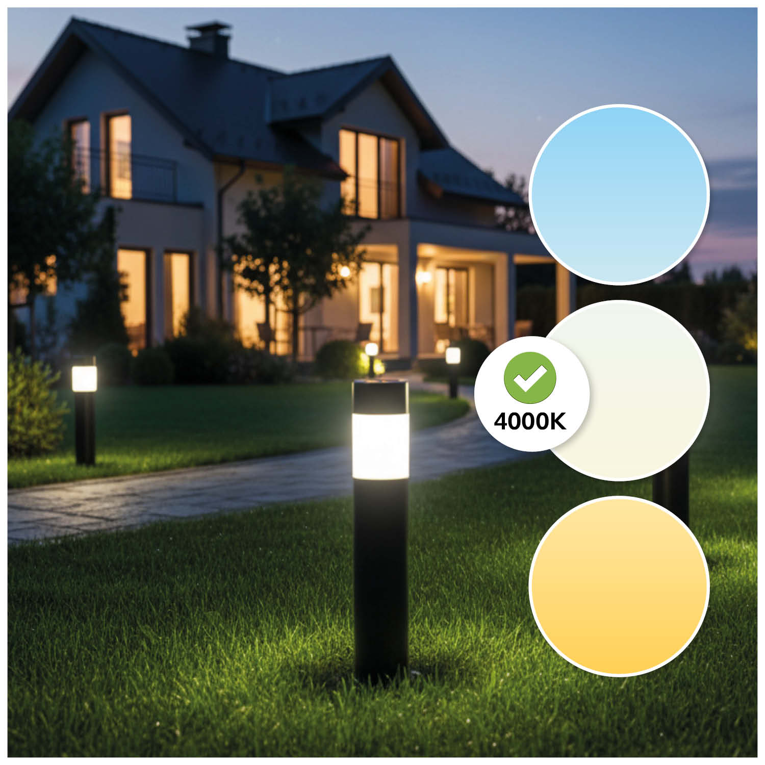 Lampa Solarna Ogrodowa LED Wbijana Słupek Cylindryczny IP44 4000K - LAITICA