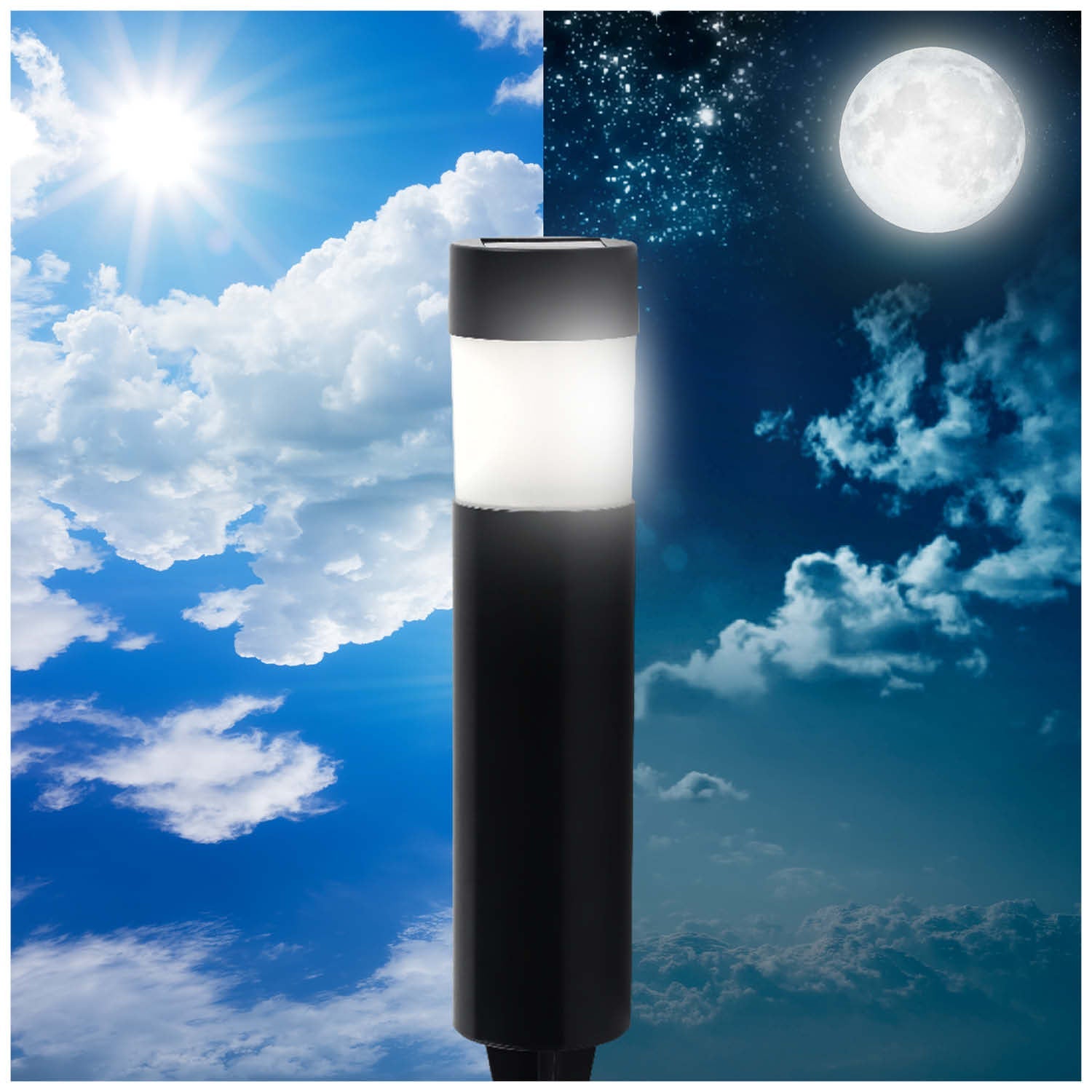 Lampa Solarna Ogrodowa LED Wbijana Słupek Cylindryczny IP44 4000K - LAITICA