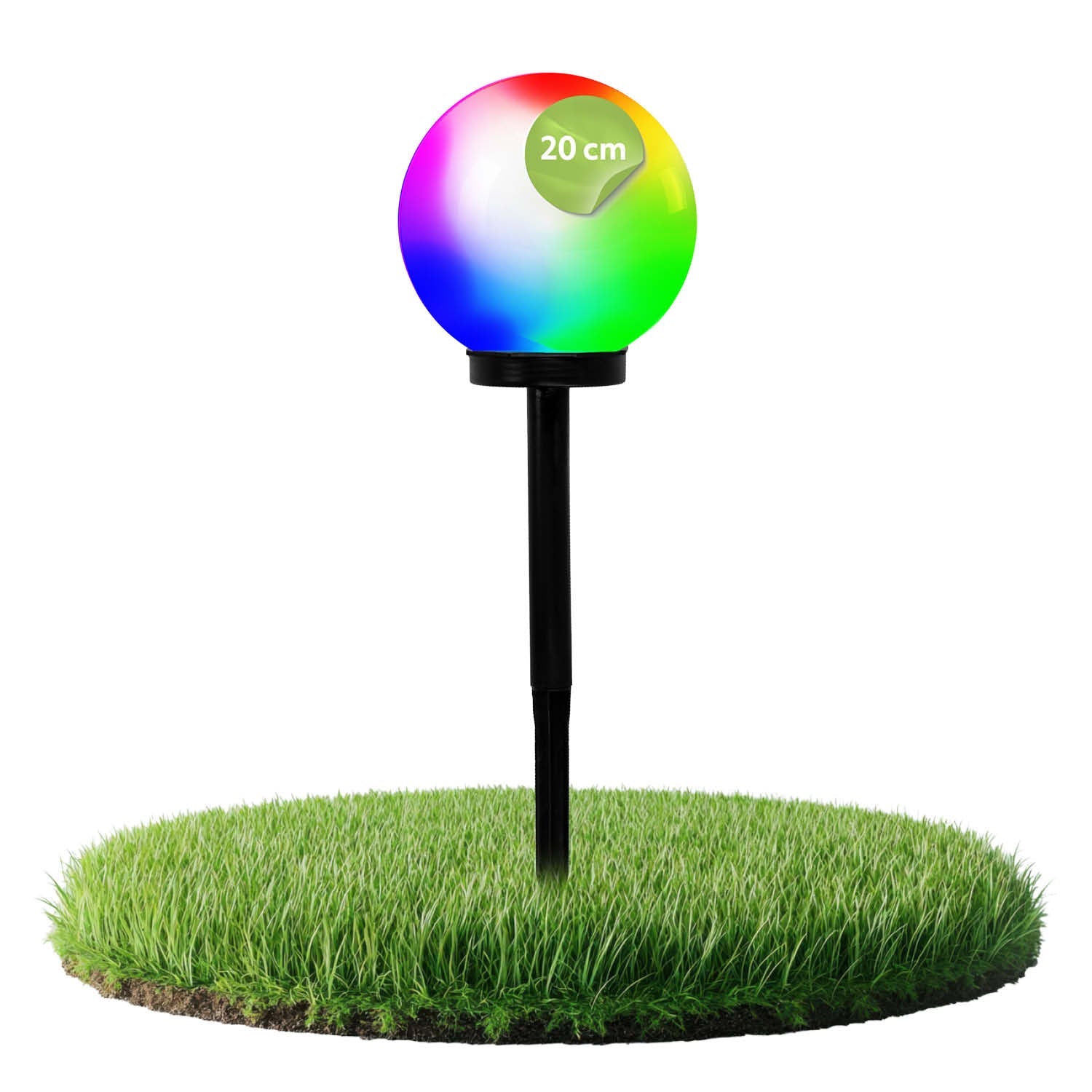 Lampa solarna ogrodowa RGB kula 20 cm LED – dekoracyjna lampa solarna - LAITICA