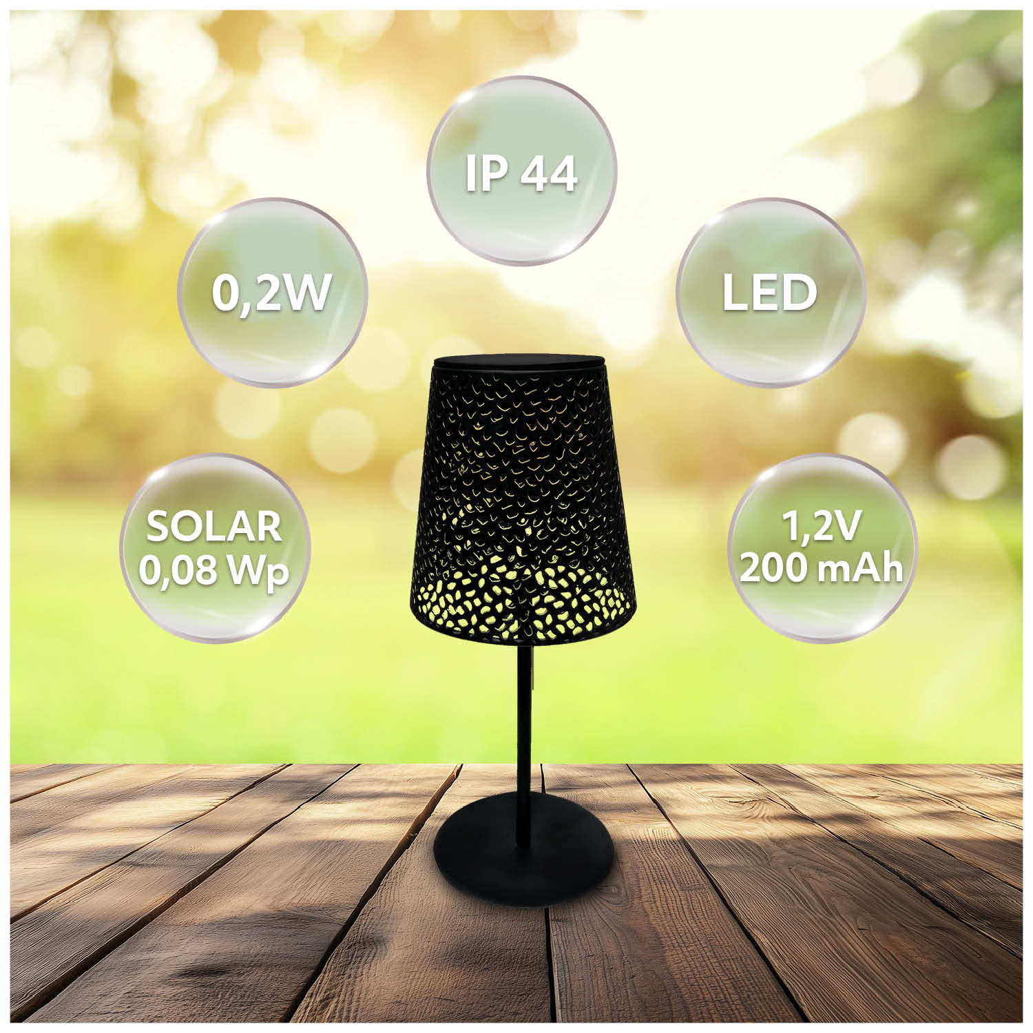 Lampa Solarna Stołowa LED Ażurowa Ogrodowa 4000K IP44 - LAITICA