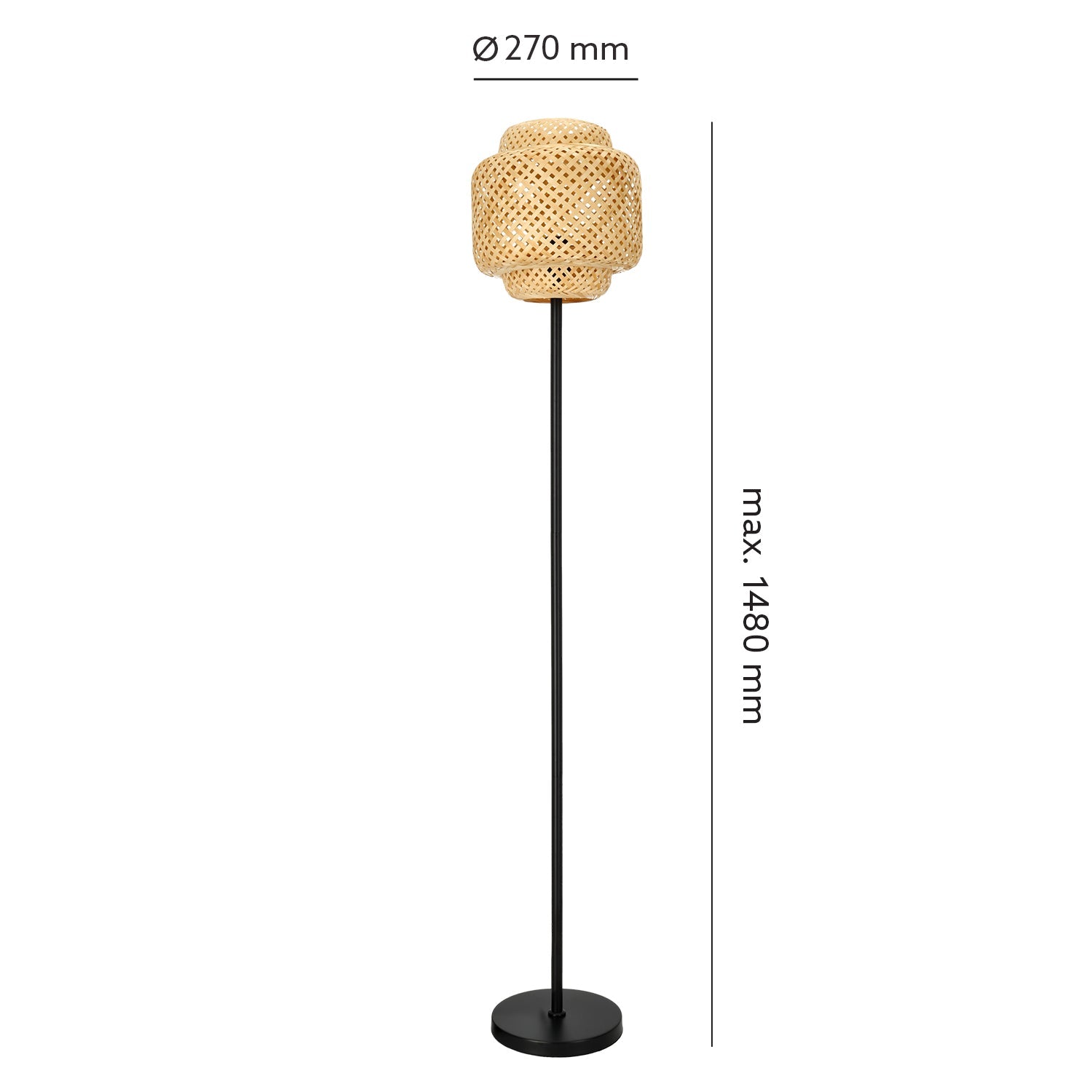 Lampa stojąca bambusowa BOHO BONN ST lampa podłogowa naturalna 1xE27 - LAITICA