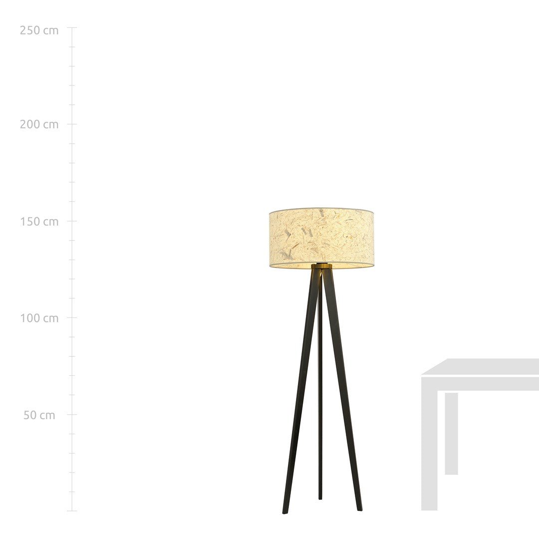Lampa stojąca OLIMPIA brązowa CORK OKRĄGŁY ABAŻUR 1xE27 podłogowa trójnóg - LAITICA