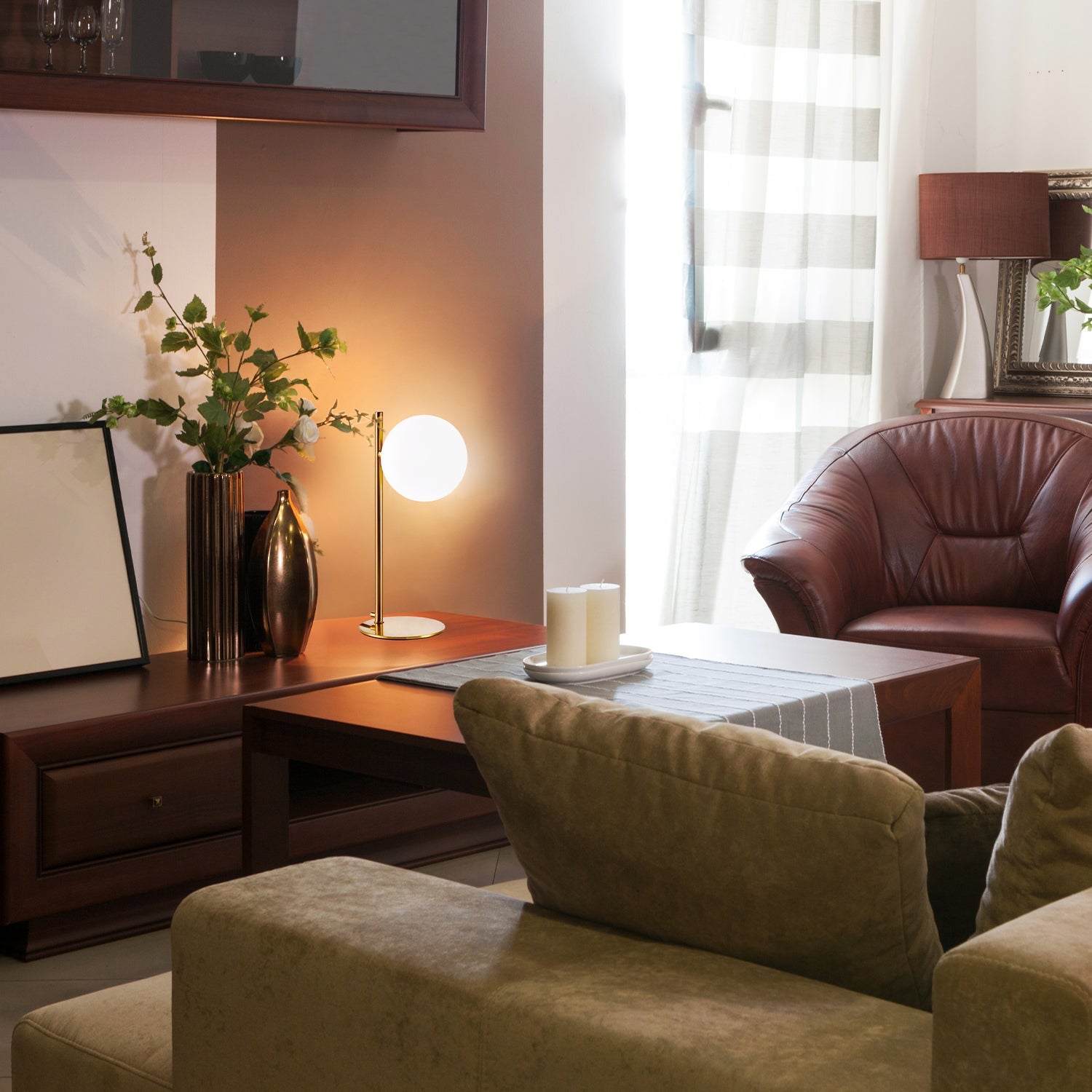 Lampa Stołowa Elegancka Złota 1xG9 Nocna Szklany Klosz Okrągły - LAITICA