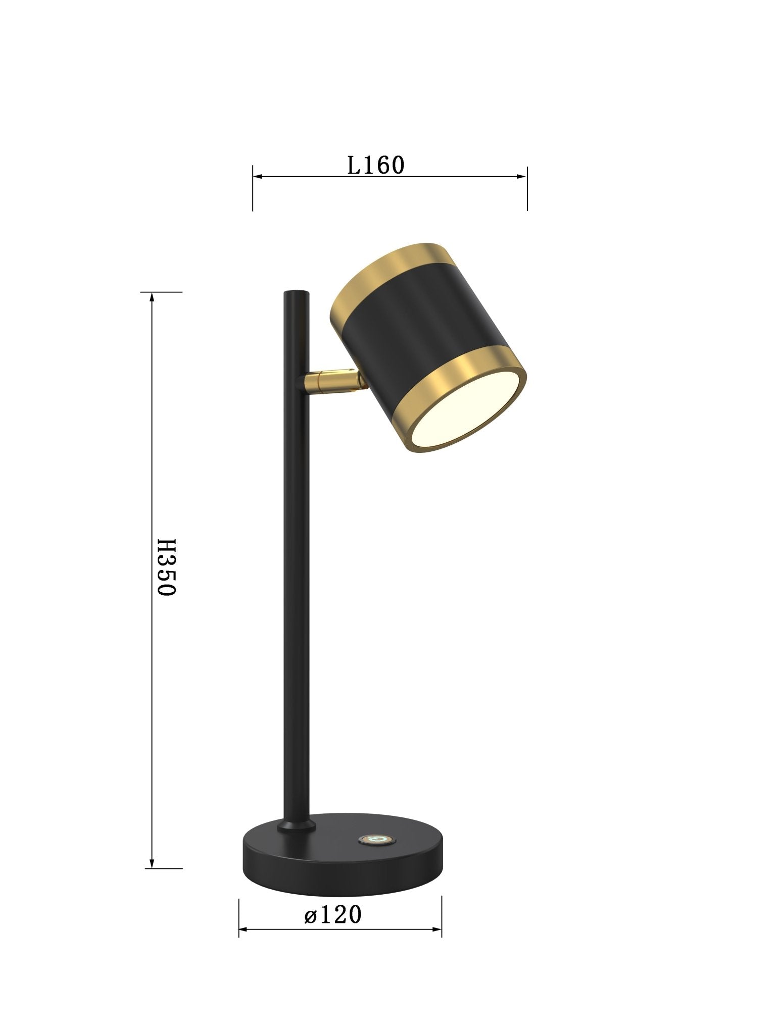 Lampa stołowa LED MALTA czarno złota BARWA CIEPŁA dotykowy włącznik 35cm - LAITICA