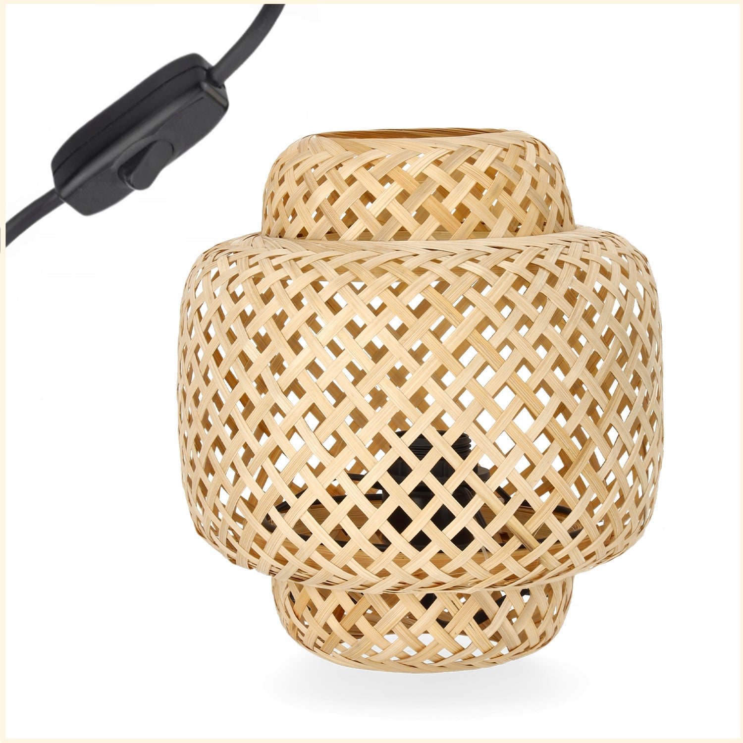 Lampa stołowa mała BOHO BONN MINI 22cm pleciona BAMBUSOWA naturalna 1xE27 - LAITICA