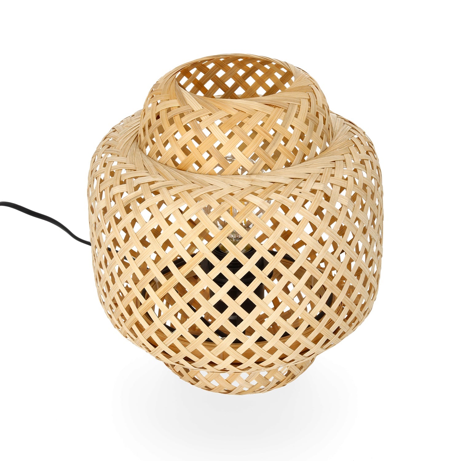 Lampa stołowa mała BOHO BONN MINI 22cm pleciona BAMBUSOWA naturalna 1xE27 - LAITICA