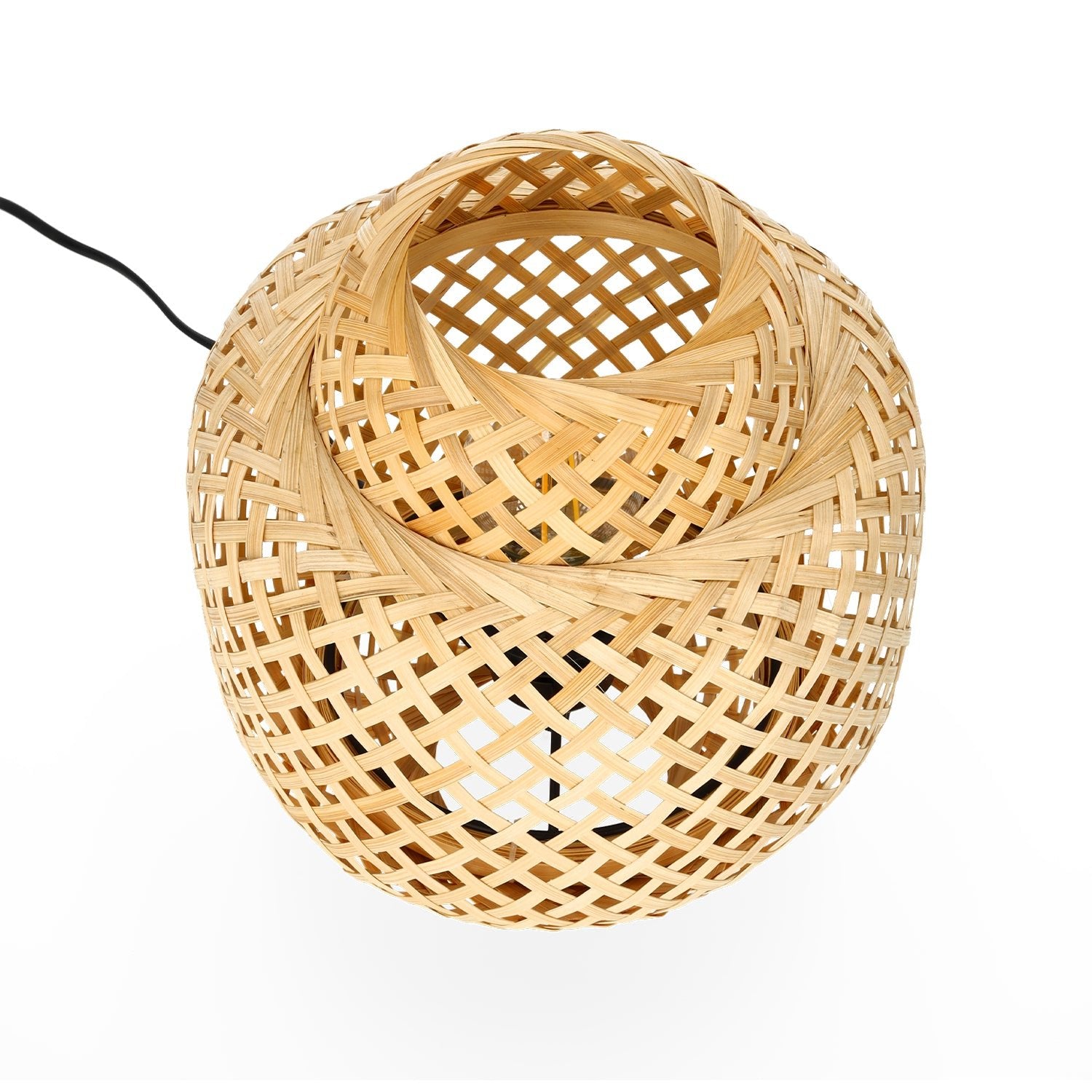 Lampa stołowa mała BOHO BONN MINI 22cm pleciona BAMBUSOWA naturalna 1xE27 - LAITICA