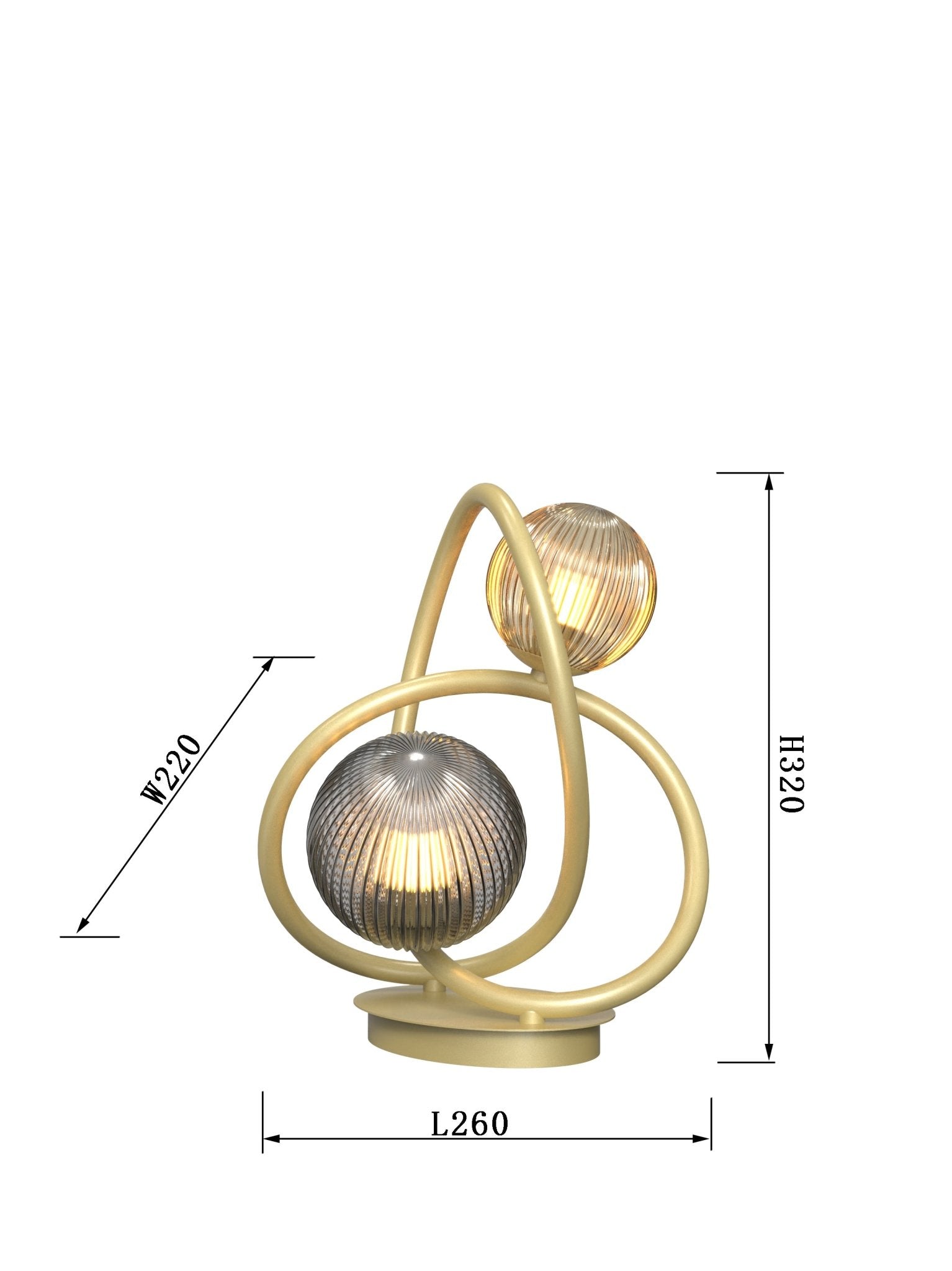 Lampa stołowa MALTA ZŁOTA 2 punkty światła BARWA CIEPŁA biurkowa 32cm - LAITICA