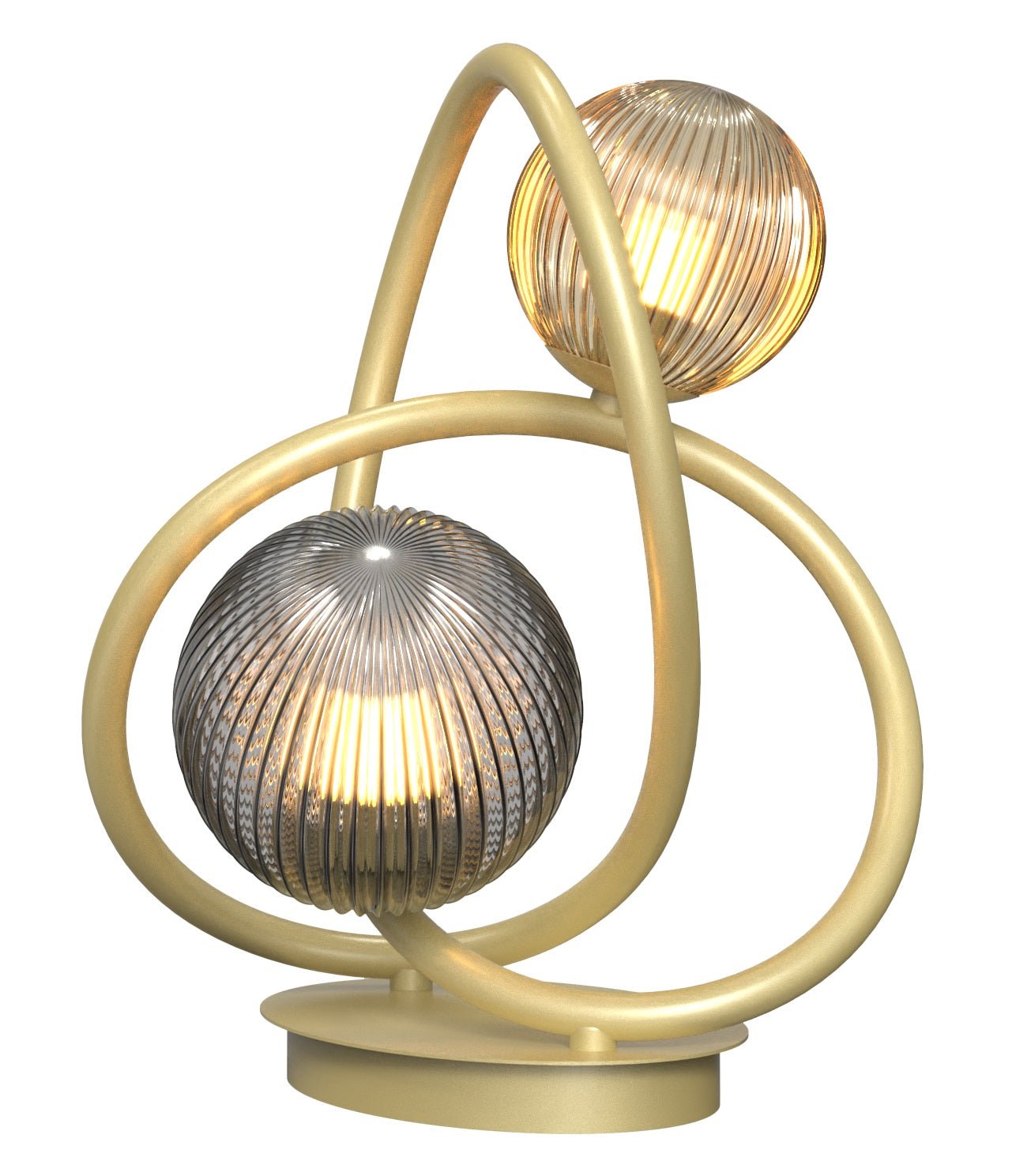 Lampa stołowa MALTA ZŁOTA 2 punkty światła BARWA CIEPŁA biurkowa 32cm - LAITICA