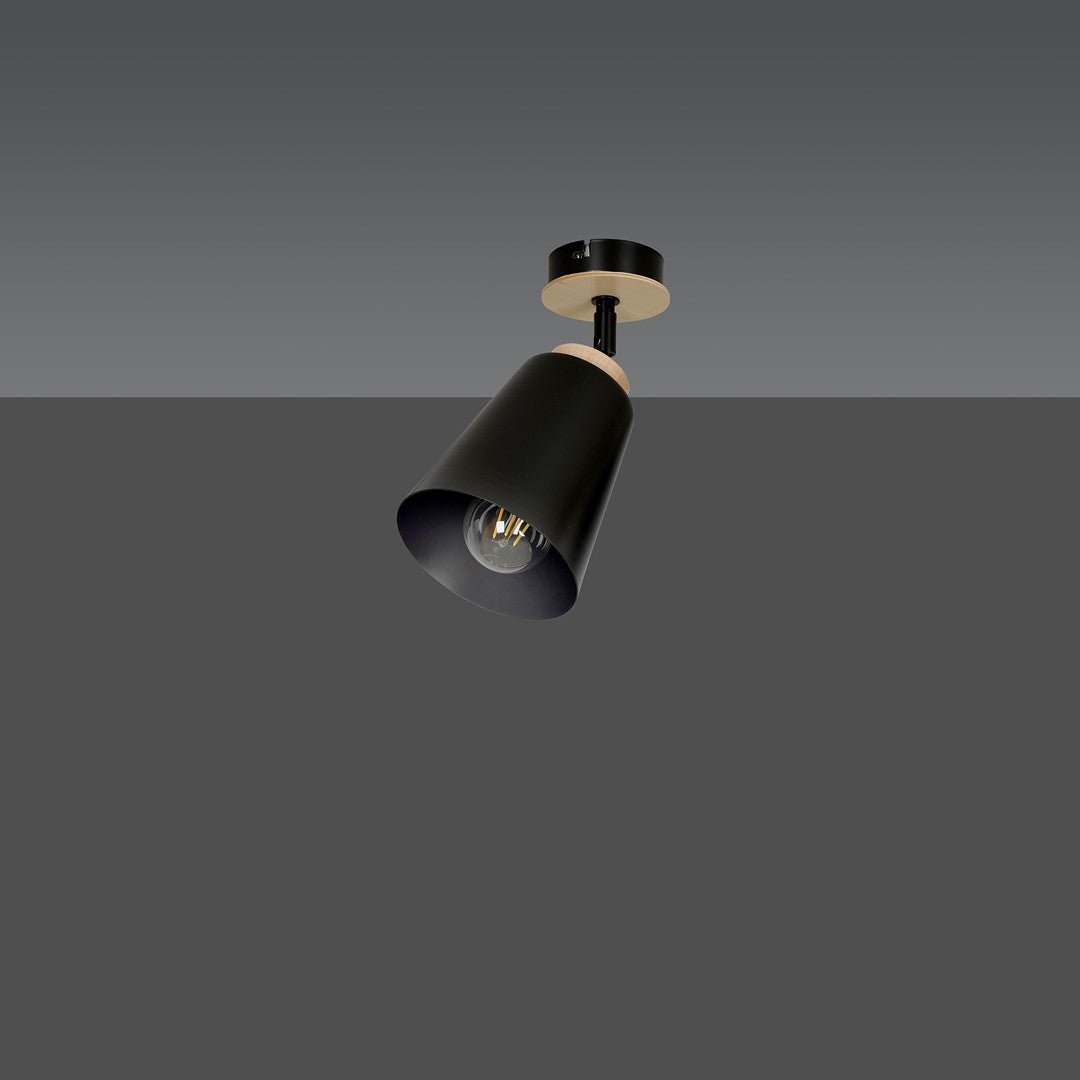 Lampa sufitowa ATLAS 1 BLACK skandynawska, drewno, czarna - LAITICA