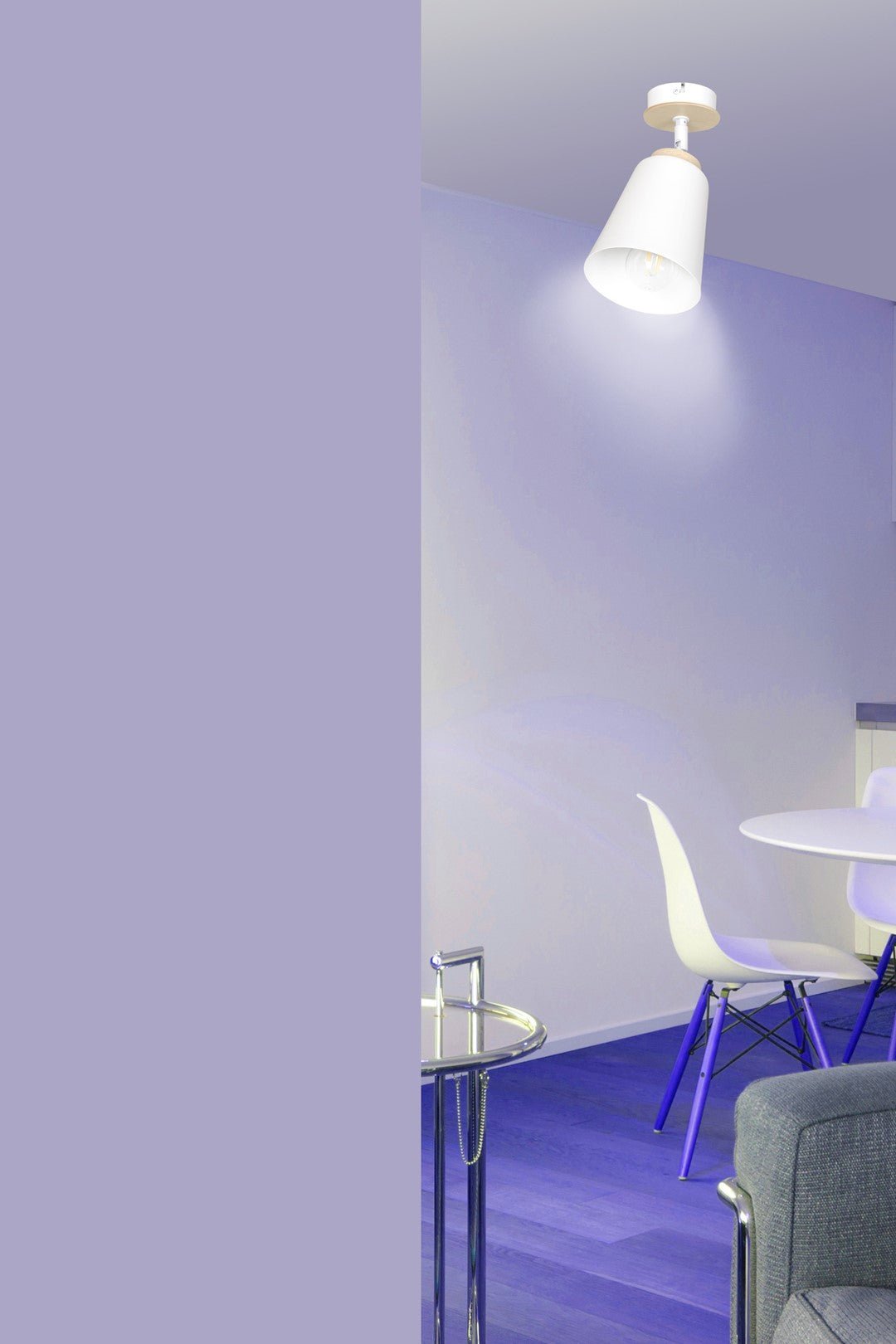 Lampa sufitowa ATLAS 1 WHITE skandynawska, drewno, biała - LAITICA