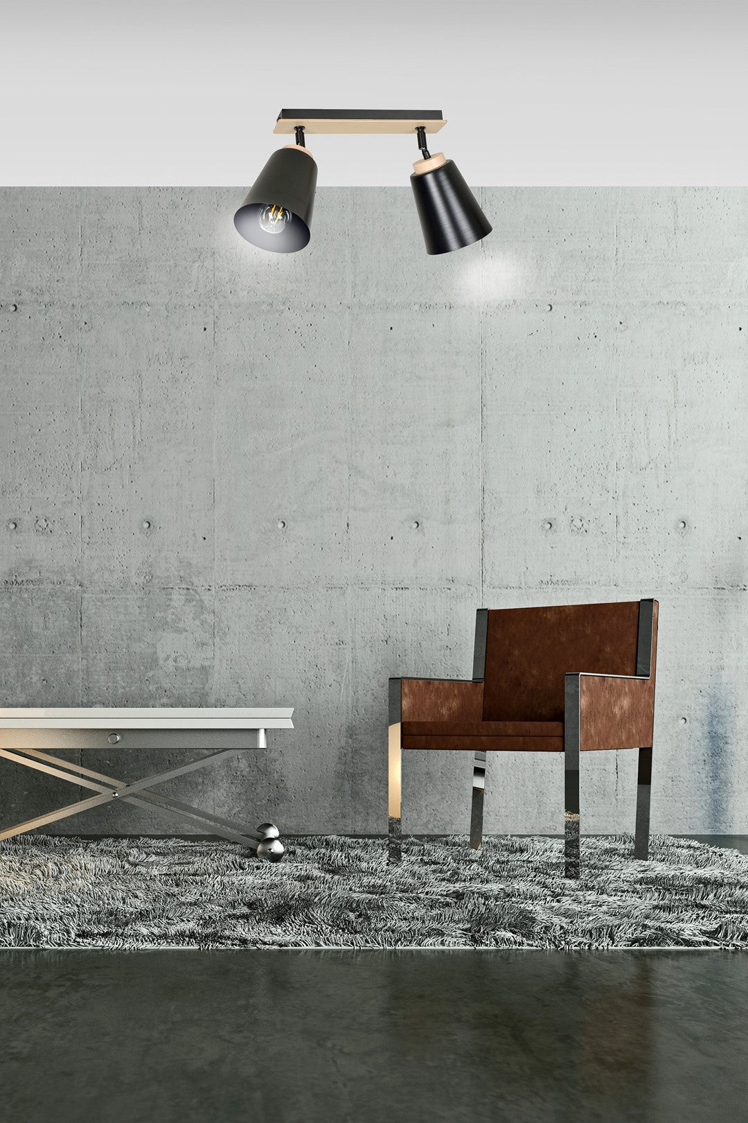 Lampa sufitowa ATLAS 2 BLACK skandynawska, drewno, czarna - LAITICA