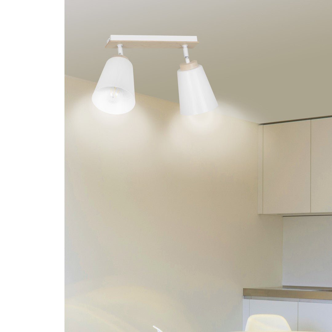 Lampa sufitowa ATLAS 2 WHITE skandynawska, drewno, biała - LAITICA