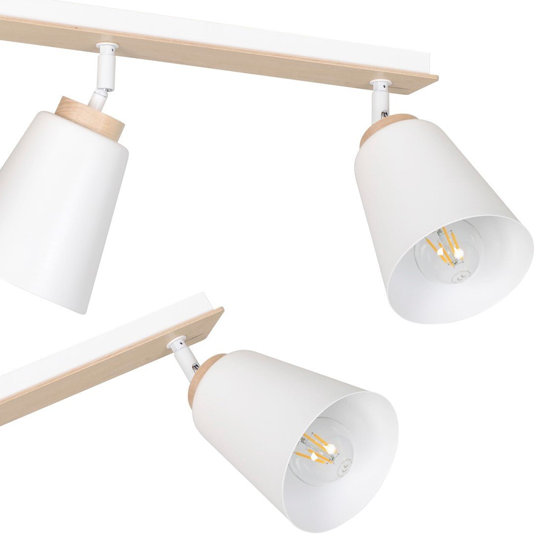Lampa sufitowa ATLAS 2 WHITE skandynawska, drewno, biała - LAITICA