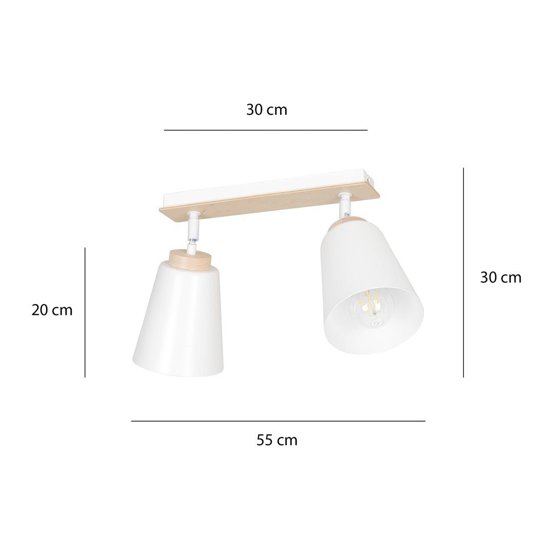 Lampa sufitowa ATLAS 2 WHITE skandynawska, drewno, biała - LAITICA