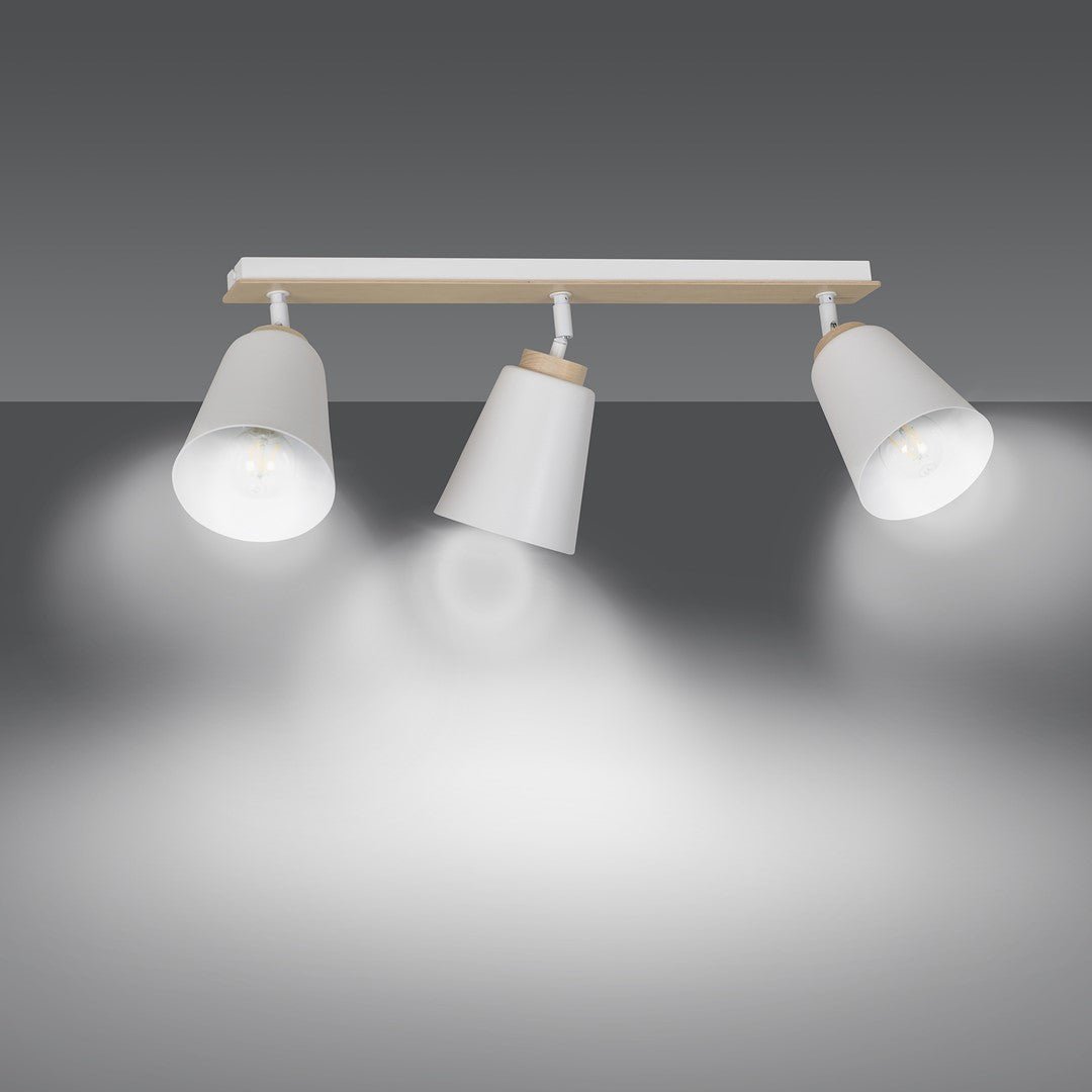 Lampa sufitowa ATLAS 3 WHITE skandynawska, drewno, biała - LAITICA