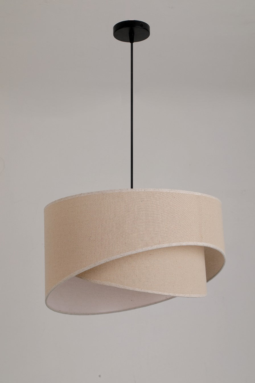 Lampa Sufitowa Boho Wisząca Nieregularny ABAŻUR z tkaniny NATURALNA 1xE27 LLS - LAITICA