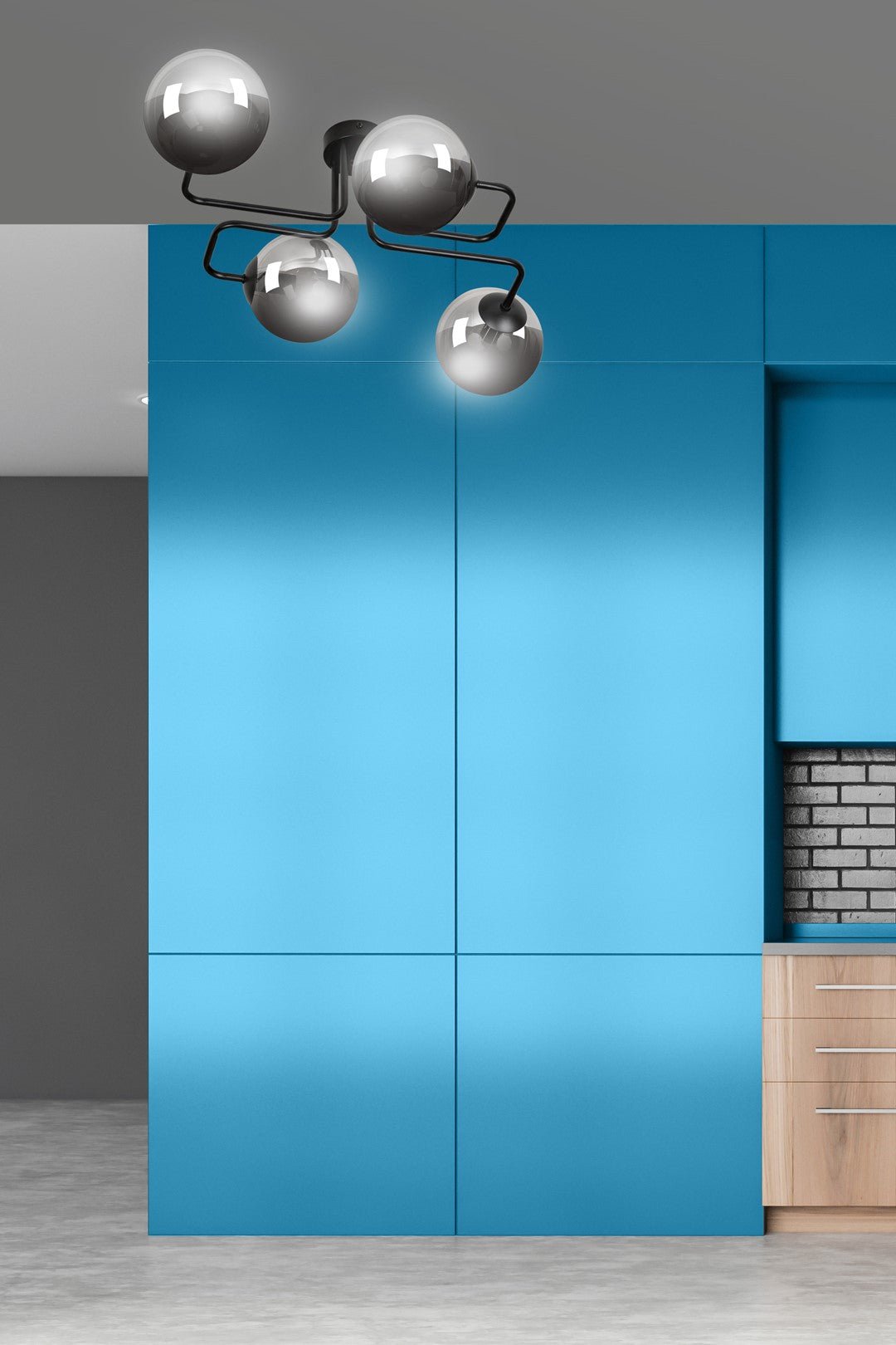 Lampa sufitowa BRENDI 4 BL GRAFIT loft klosze grafit czarna - LAITICA