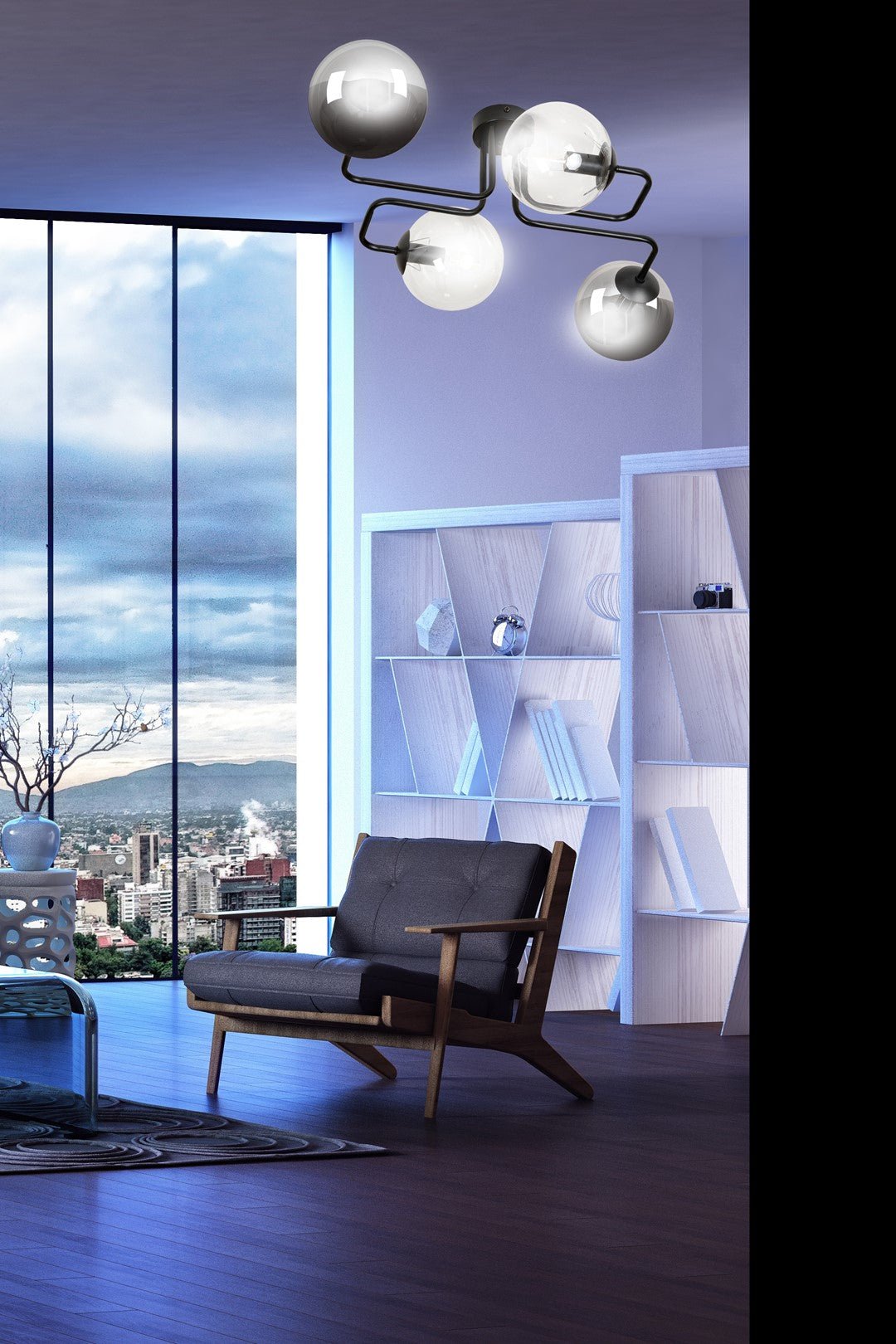 Lampa sufitowa BRENDI 4 BL MIX 1 loft klosz mix czarna - LAITICA