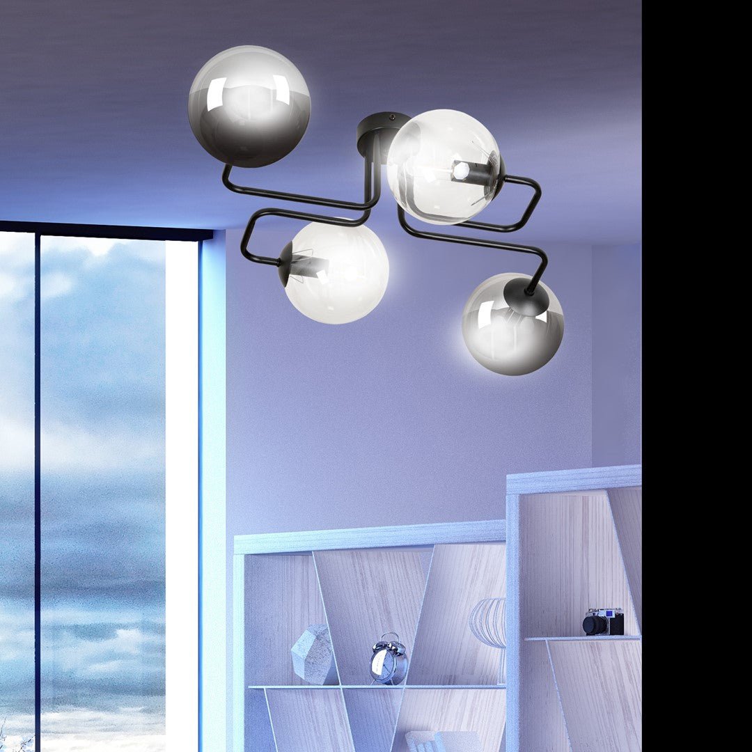 Lampa sufitowa BRENDI 4 BL MIX 1 loft klosz mix czarna - LAITICA