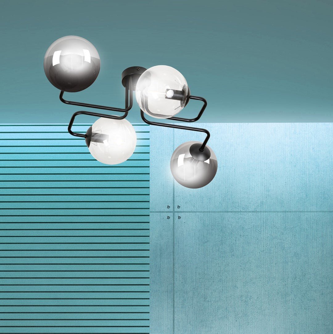 Lampa sufitowa BRENDI 4 BL MIX 1 loft klosz mix czarna - LAITICA