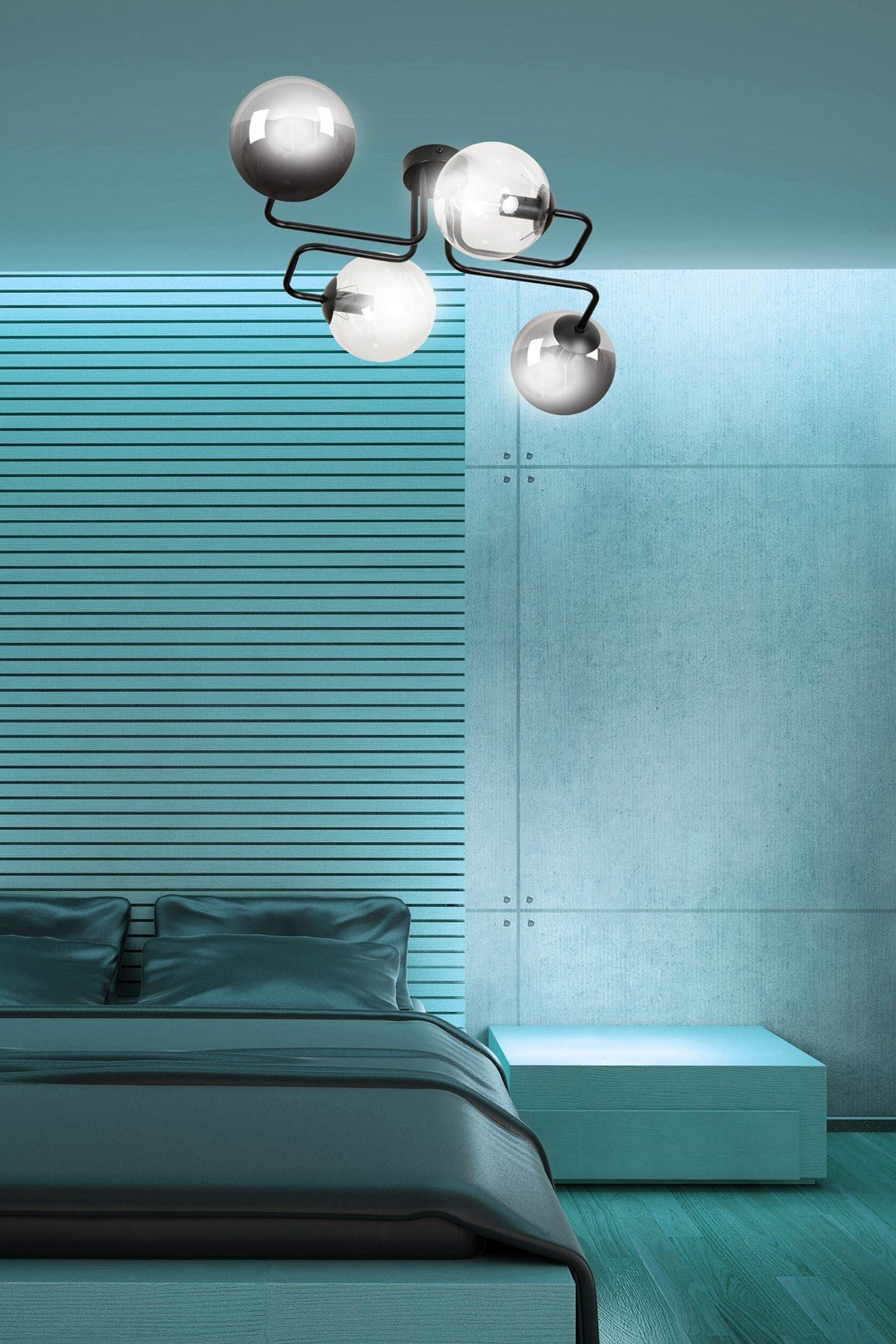 Lampa sufitowa BRENDI 4 BL MIX 1 loft klosz mix czarna - LAITICA