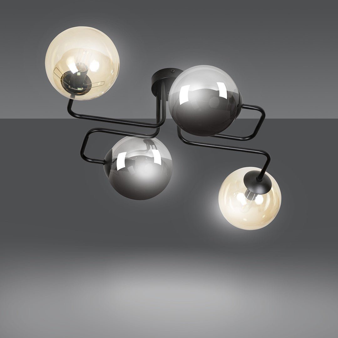 Lampa sufitowa BRENDI 4 BL MIX 2 loft klosz mix czarna - LAITICA