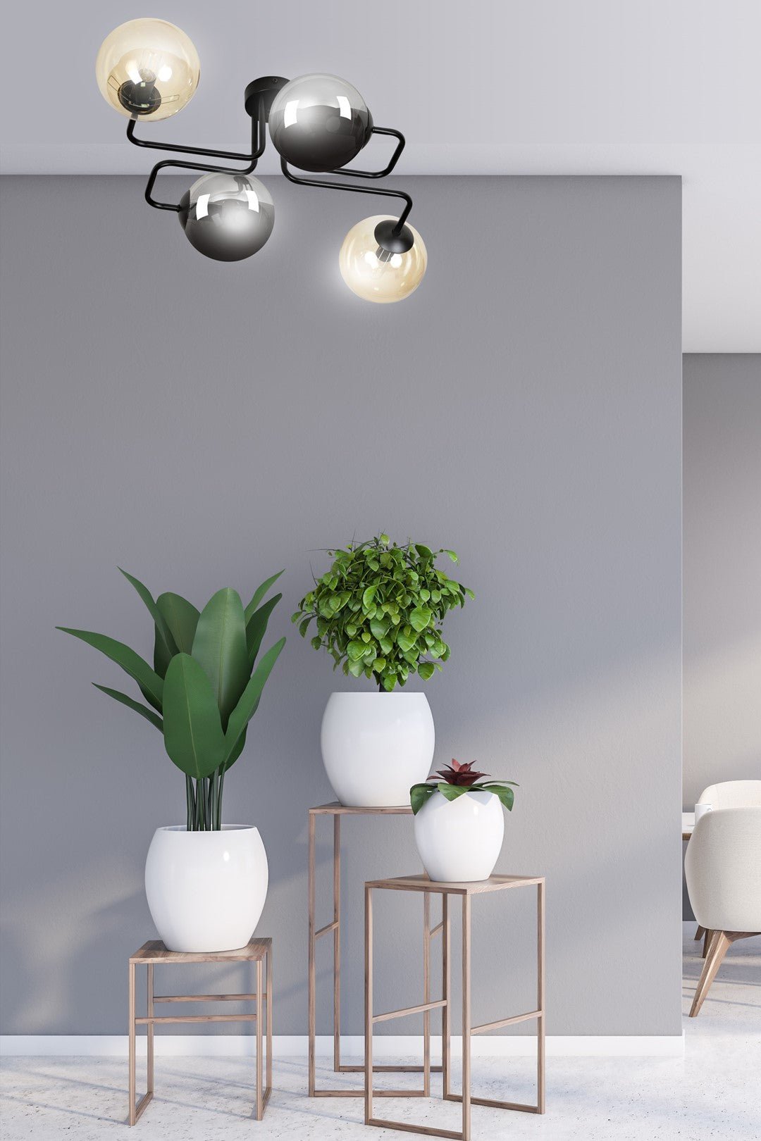 Lampa sufitowa BRENDI 4 BL MIX 2 loft klosz mix czarna - LAITICA