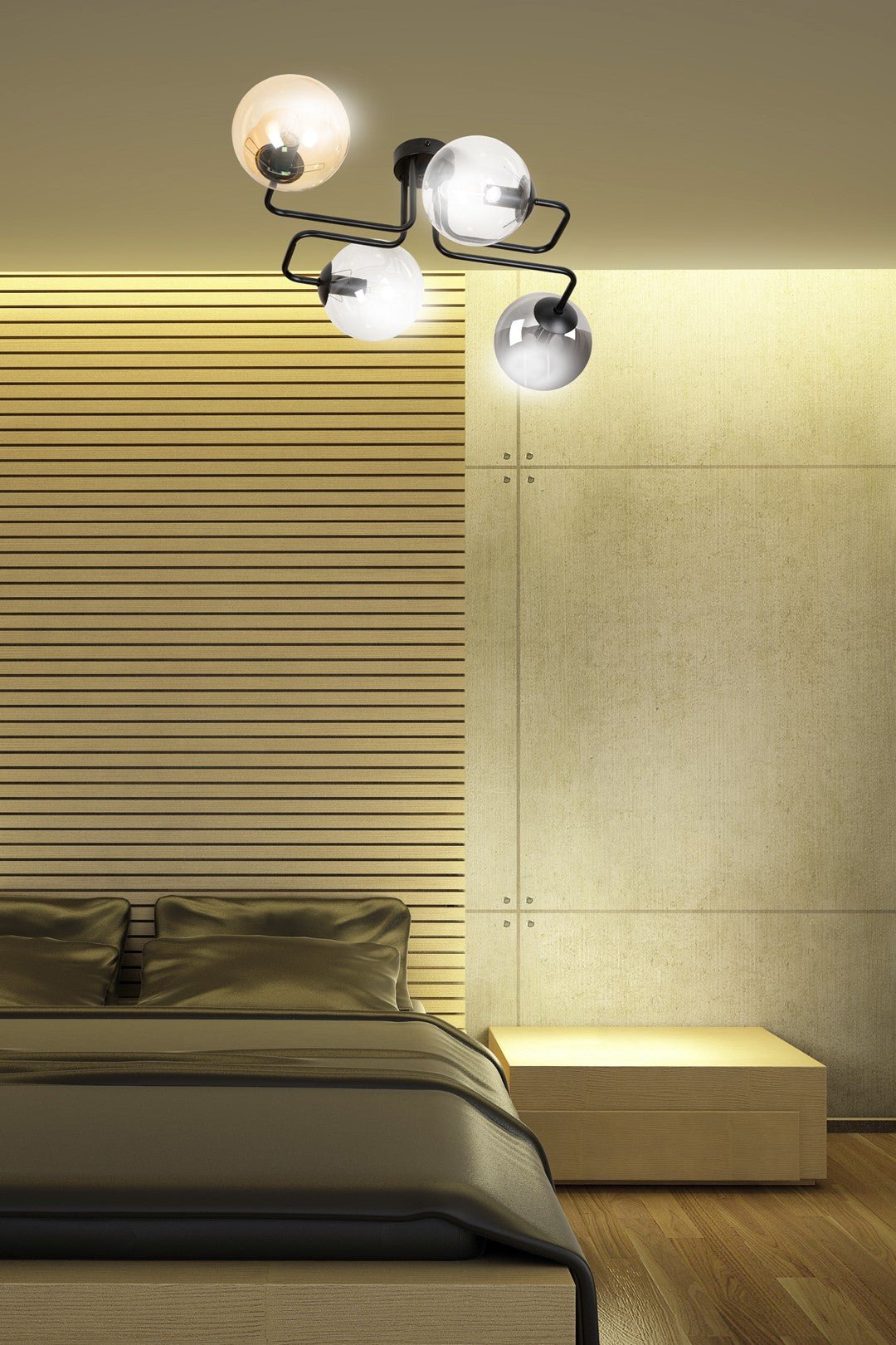 Lampa sufitowa BRENDI 4 BL MIX 3 loft klosz mix czarna - LAITICA