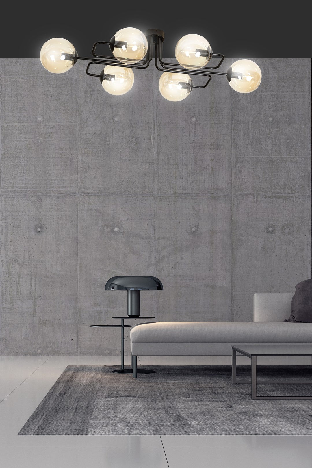Lampa sufitowa BRENDI 6A BL MIODOWY loft klosze bursztyn - LAITICA