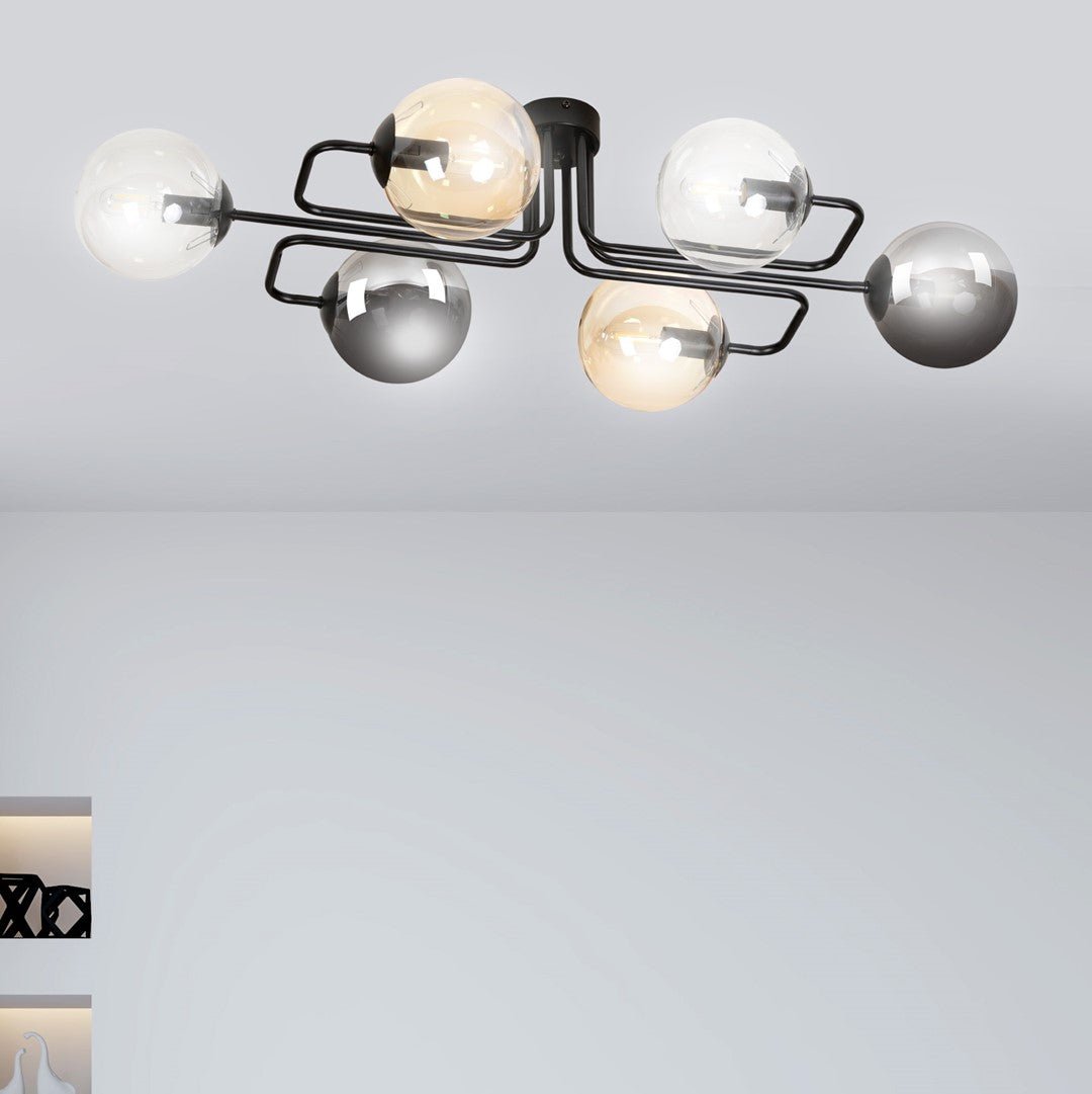 Lampa sufitowa BRENDI 6A BL MIX 1 czarny - LAITICA