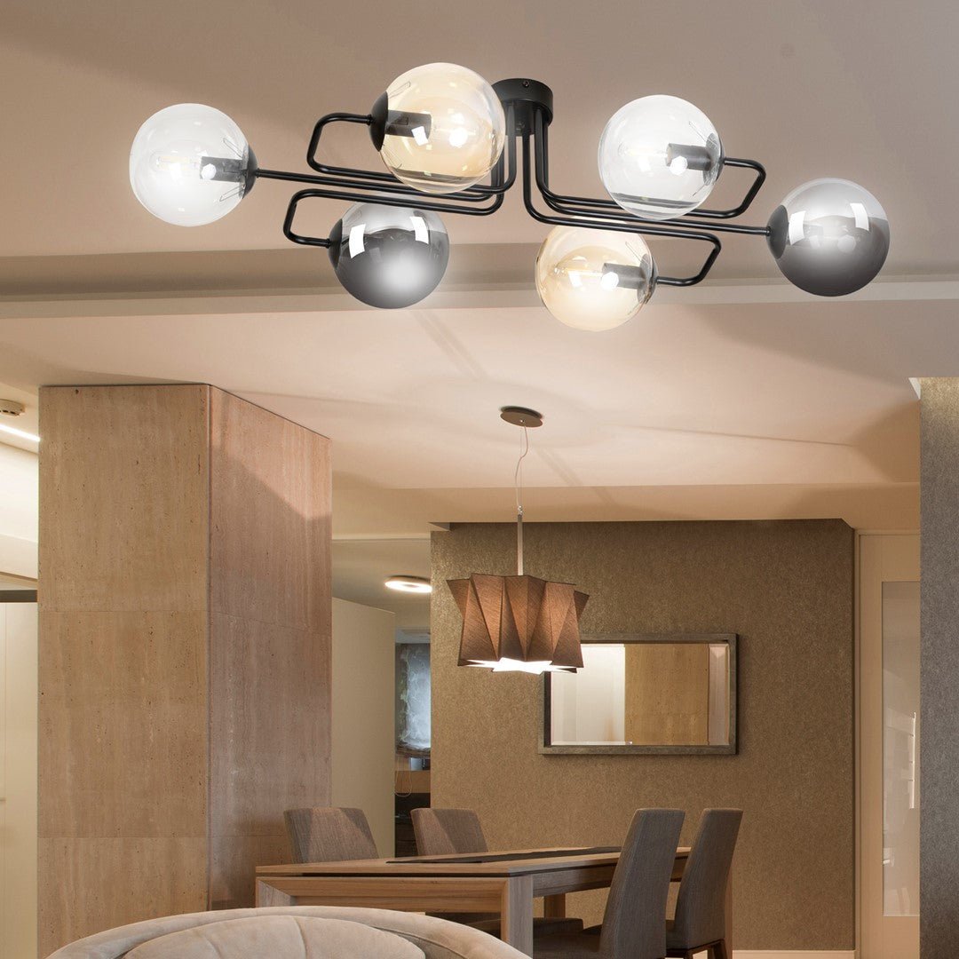 Lampa sufitowa BRENDI 6A BL MIX 1 czarny - LAITICA