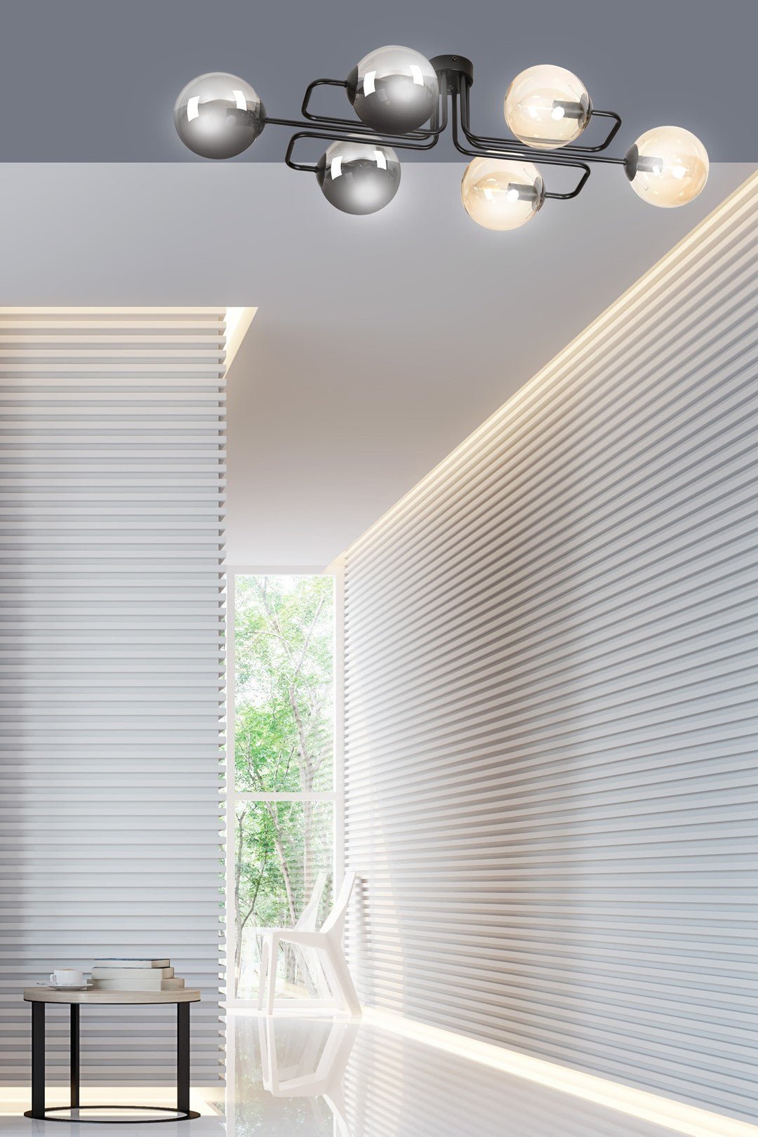 Lampa sufitowa BRENDI 6A BL MIX 2 loft klosze mix czarna - LAITICA