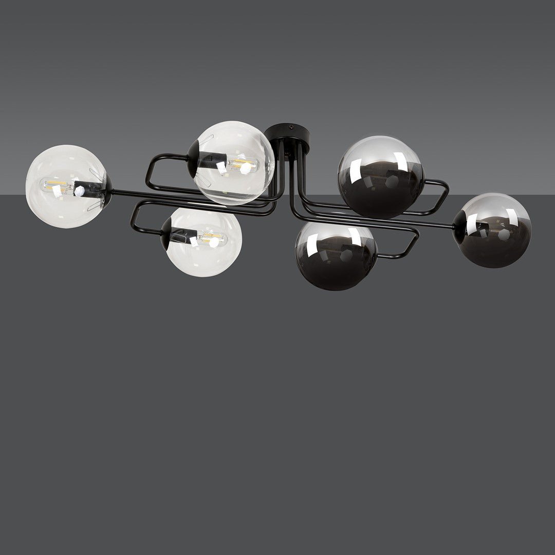 Lampa sufitowa BRENDI 6A BL MIX 3 loft klosze mix czarna - LAITICA