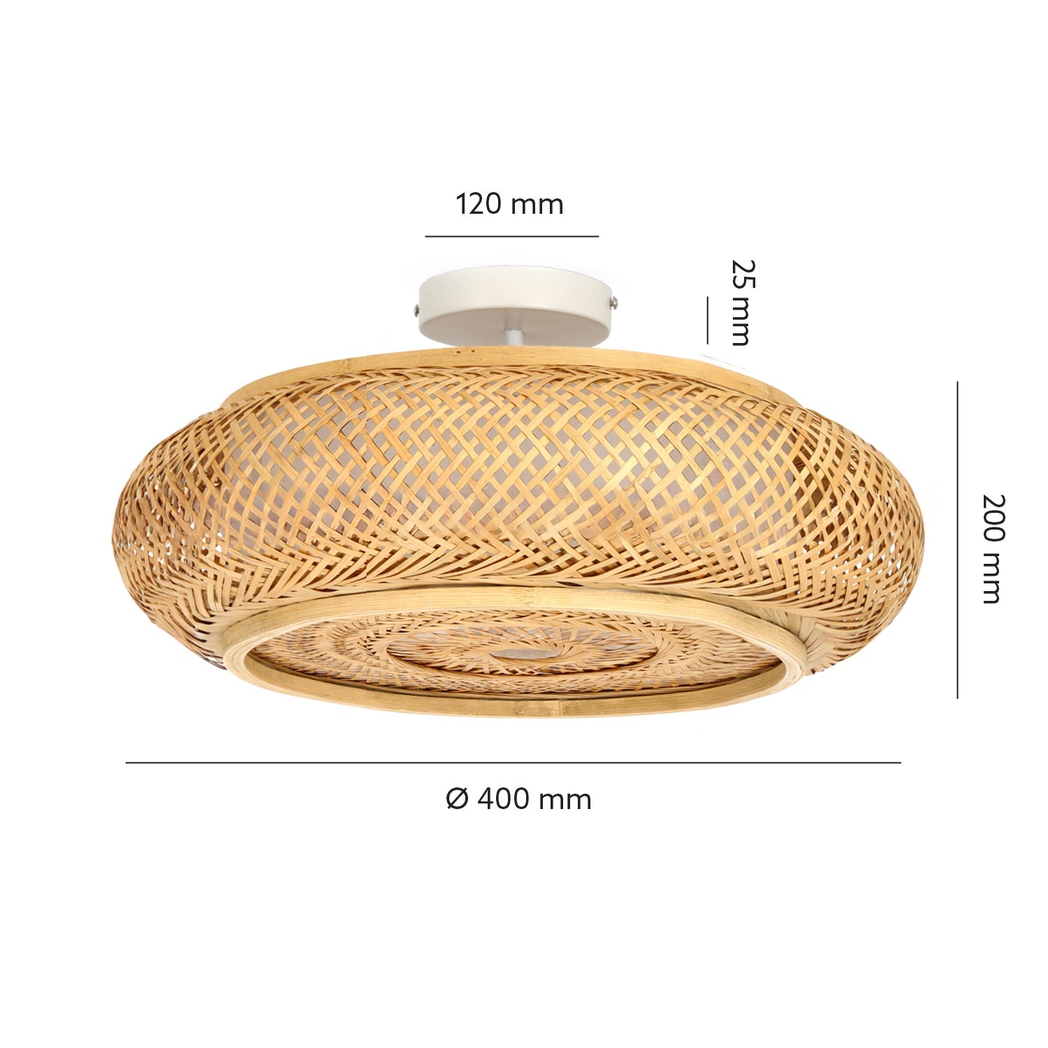 Lampa sufitowa BULI S Plafon Bambusowa pleciona E27 40cm Okrągła 3xE27 - LAITICA