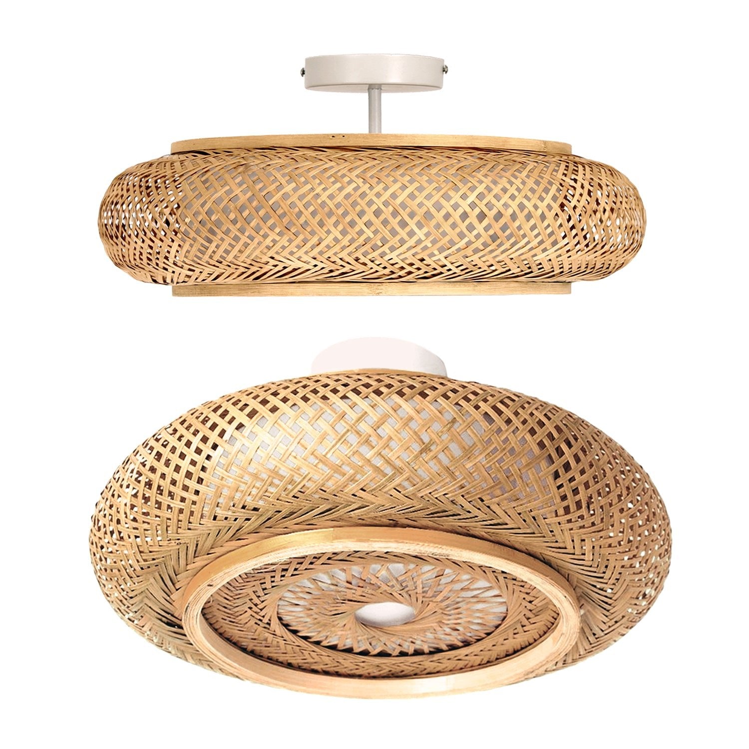 Lampa sufitowa BULI S Plafon Bambusowa pleciona E27 40cm Okrągła 3xE27 - LAITICA