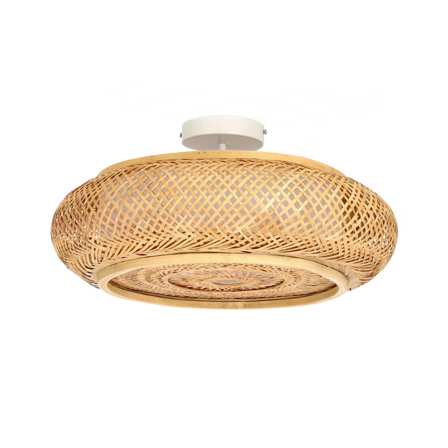 Lampa sufitowa BULI S Plafon Bambusowa pleciona E27 40cm Okrągła 3xE27 - LAITICA