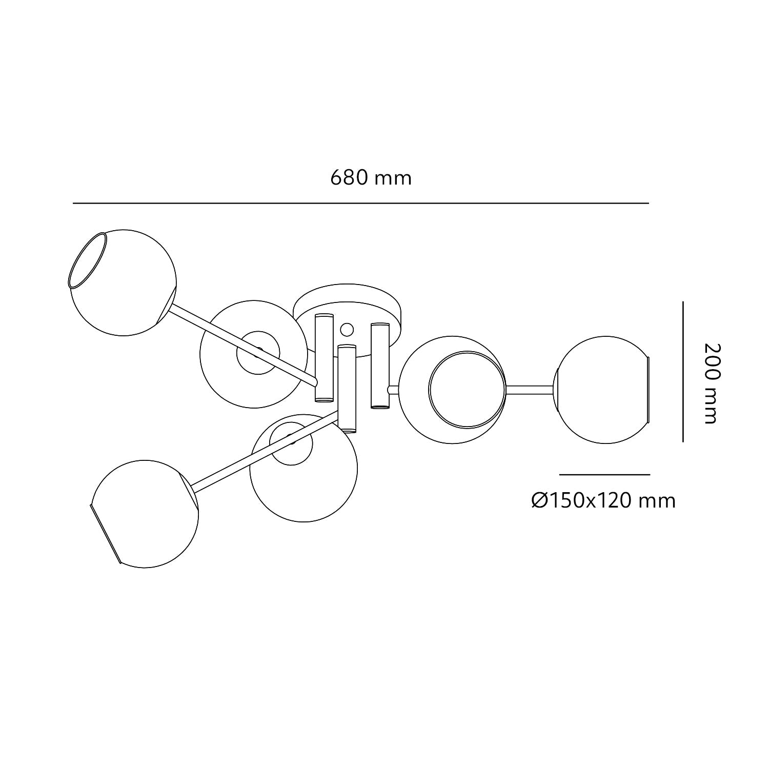 Lampa Sufitowa elegancka Popielate Klosze 6xE14 czarno - złota Do Salonu - LAITICA