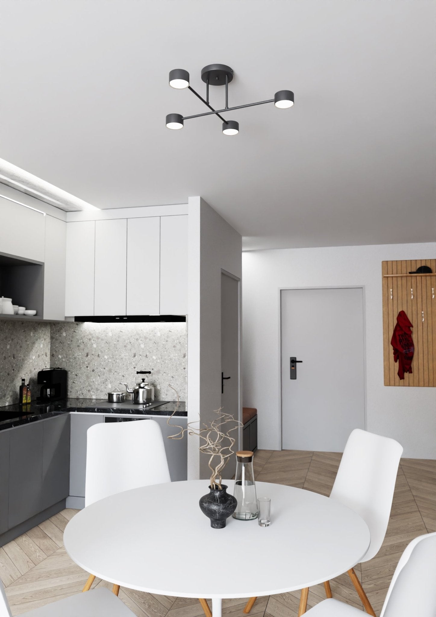 Lampa sufitowa INEZ 4 - punktowa CZARNA plafon 60cm Minimalistyczna Metal - LAITICA